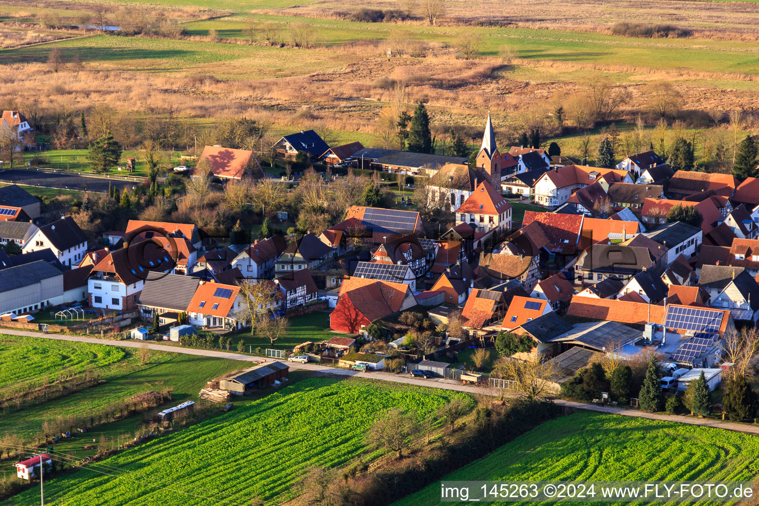 In the bell tithe in Winden in the state Rhineland-Palatinate, Germany seen from above