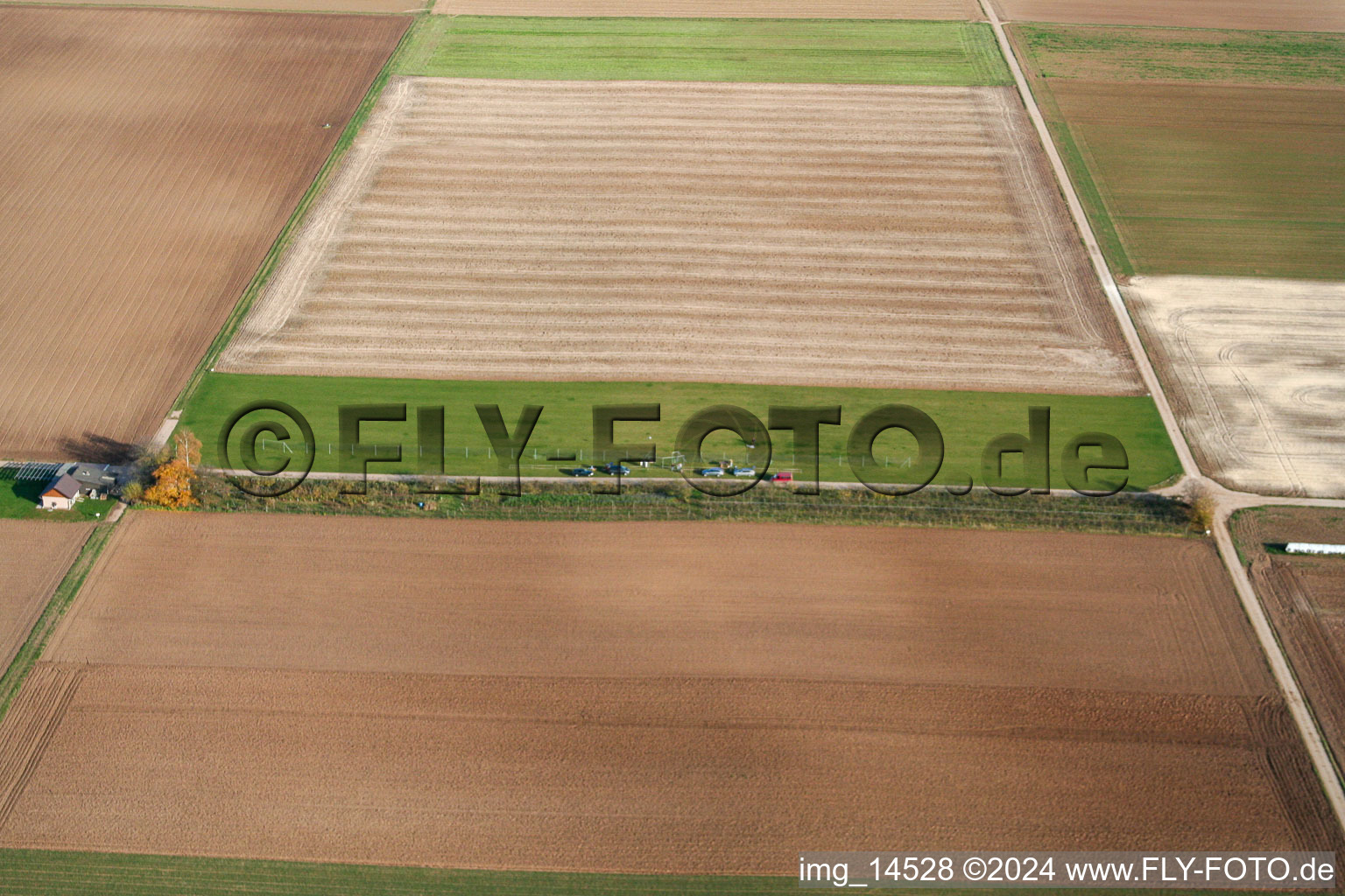 Aerial view of Model airfield in Offenbach an der Queich in the state Rhineland-Palatinate, Germany