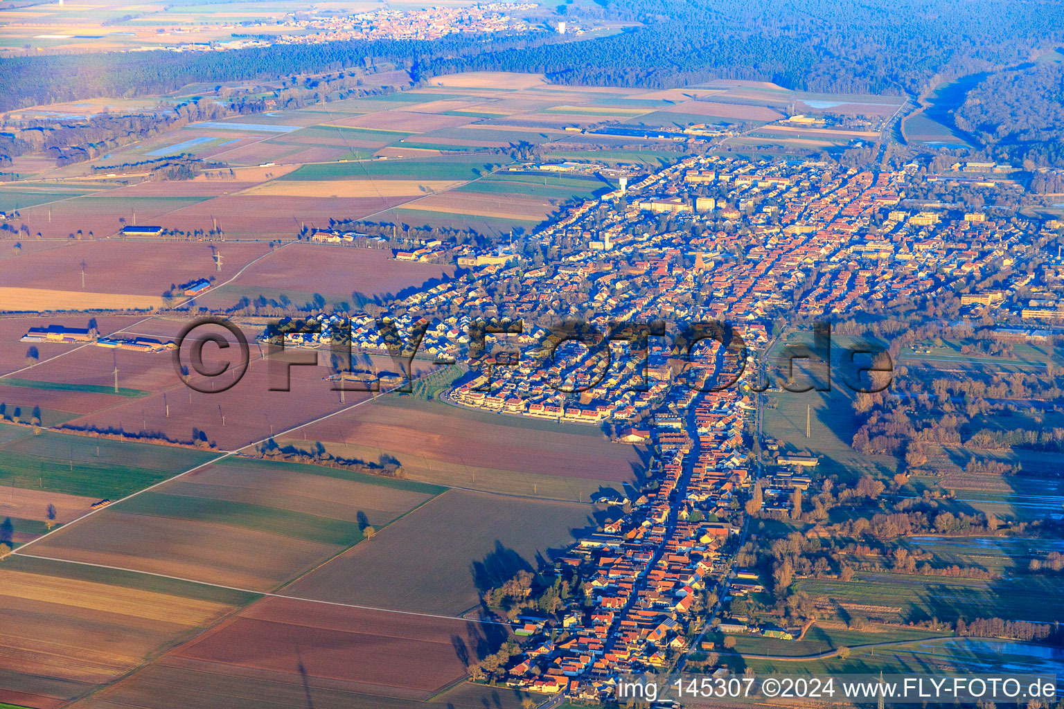 Aerial view of City view from the west in Kandel in the state Rhineland-Palatinate, Germany