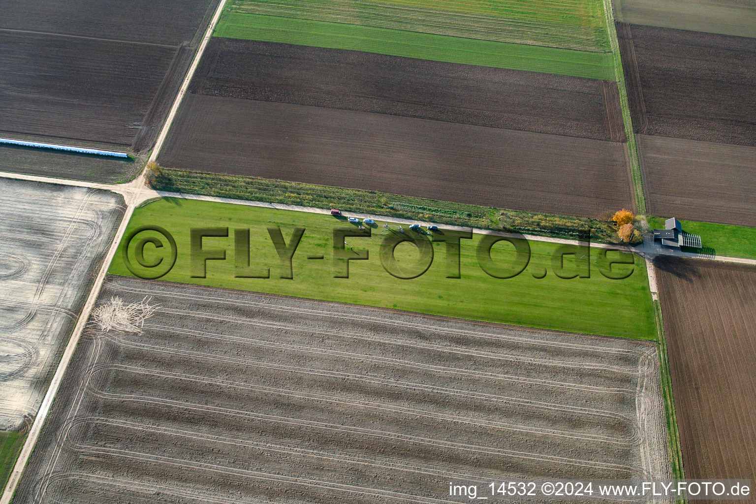 Oblique view of Model airfield in the district Offenbach in Offenbach an der Queich in the state Rhineland-Palatinate, Germany