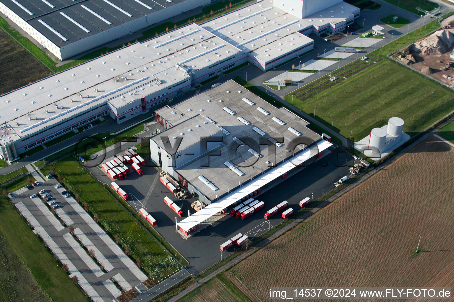 Oblique view of Ottersheim in Ottersheim bei Landau in the state Rhineland-Palatinate, Germany