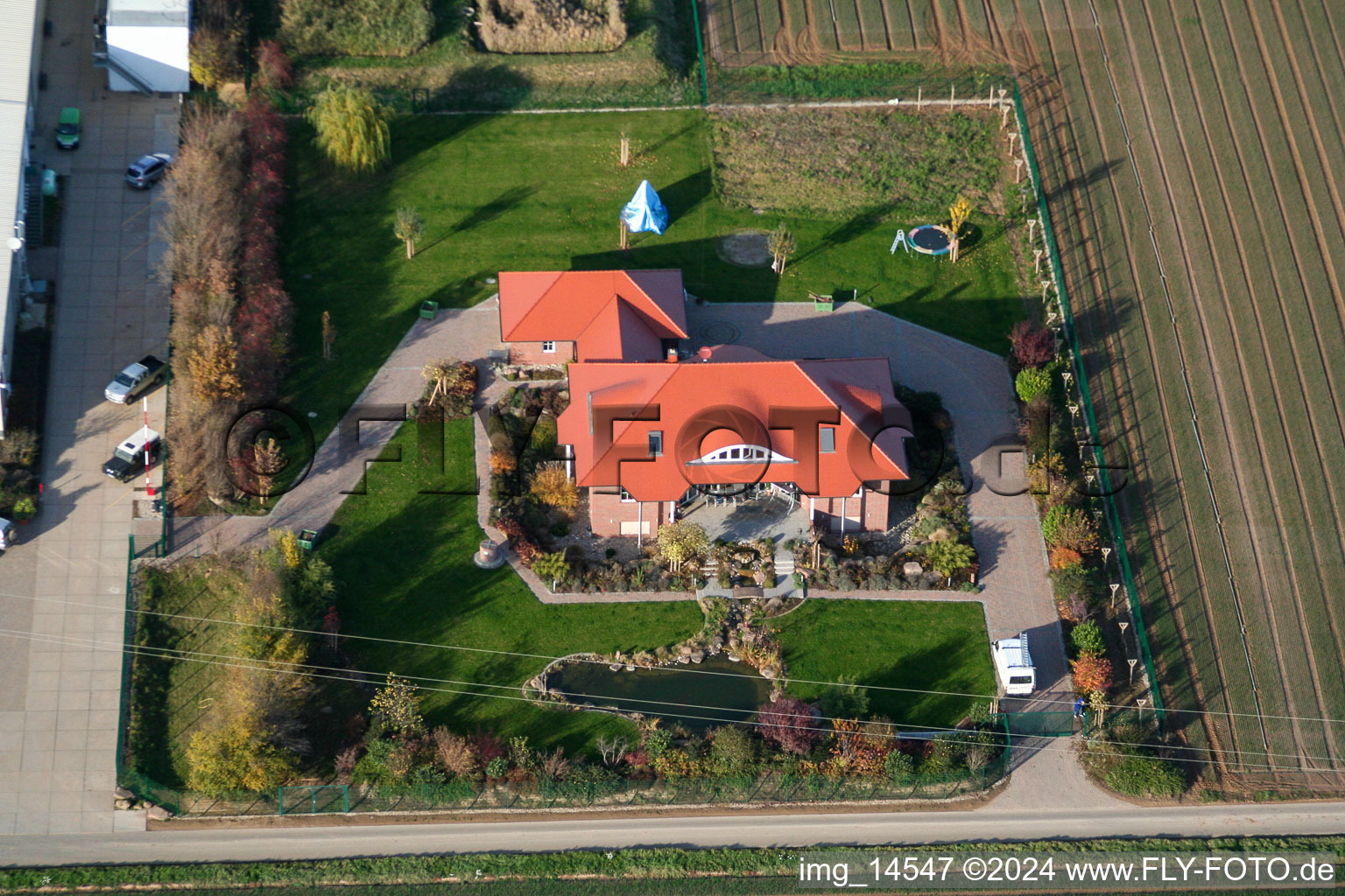 Zeiskam in the state Rhineland-Palatinate, Germany seen from a drone