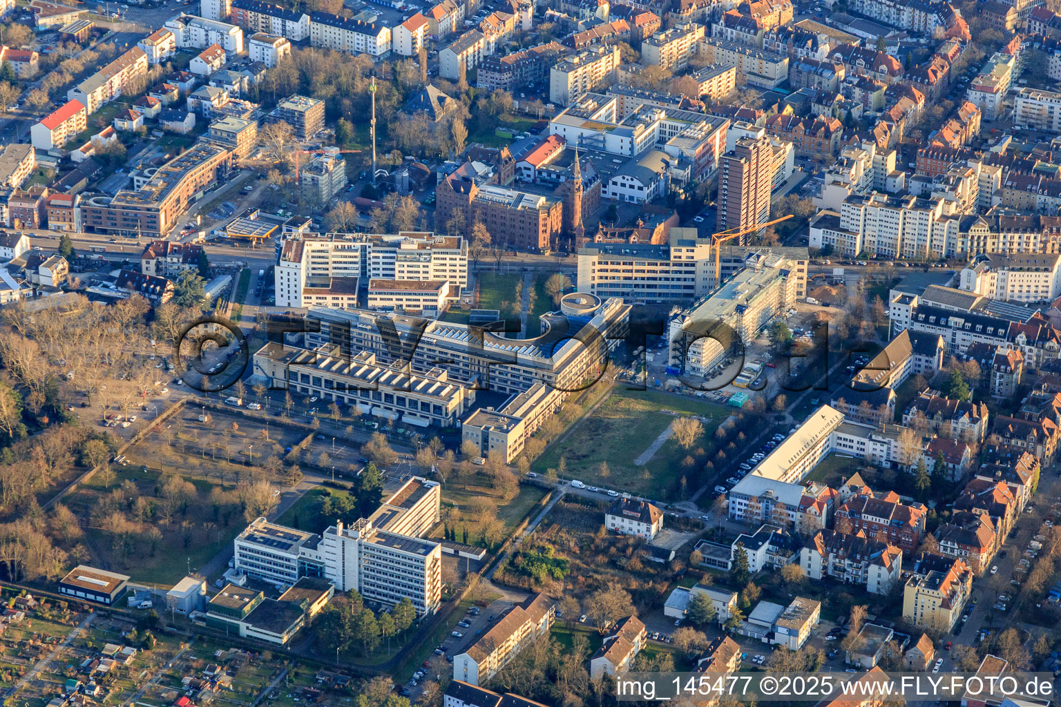 Haid-und-Neu-Straße with the Max Rubner Institute, the Fraunhofer Institute for Optronics, System Technologies and Image Exploitation IOSB and Technologiefabrik Karlsruhe GmbH in the district Oststadt in Karlsruhe in the state Baden-Wuerttemberg, Germany