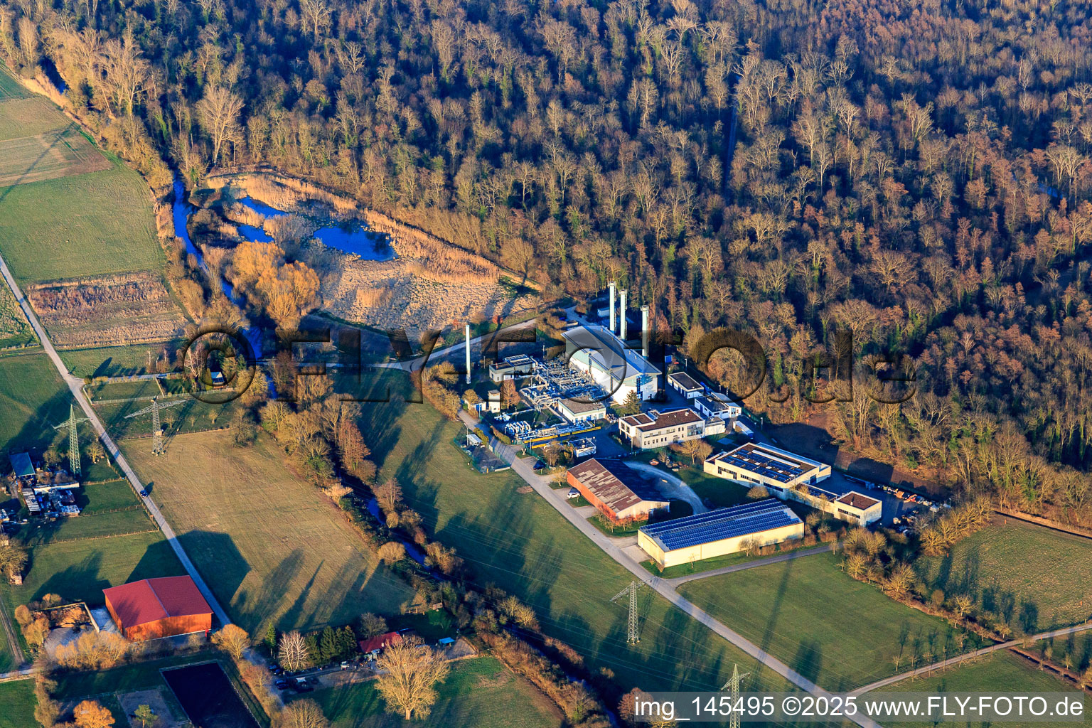 Gas plant of terranets bw GmbH location Blankenloch in the district Blankenloch in Stutensee in the state Baden-Wuerttemberg, Germany