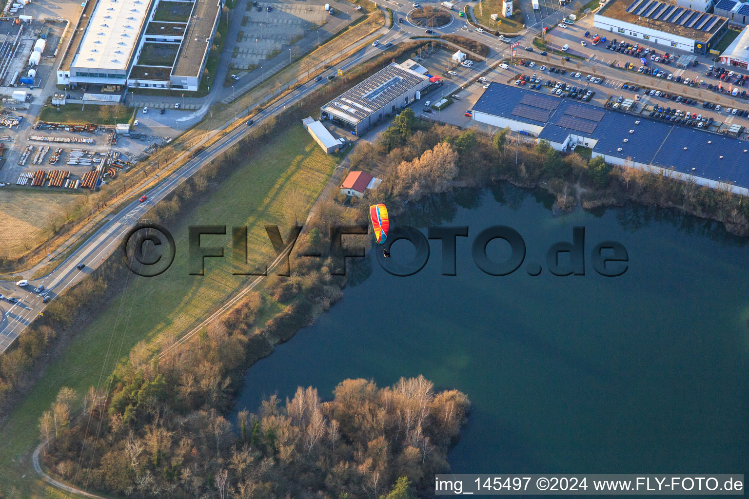 Quarry lake Blankenloch in the district Blankenloch in Stutensee in the state Baden-Wuerttemberg, Germany
