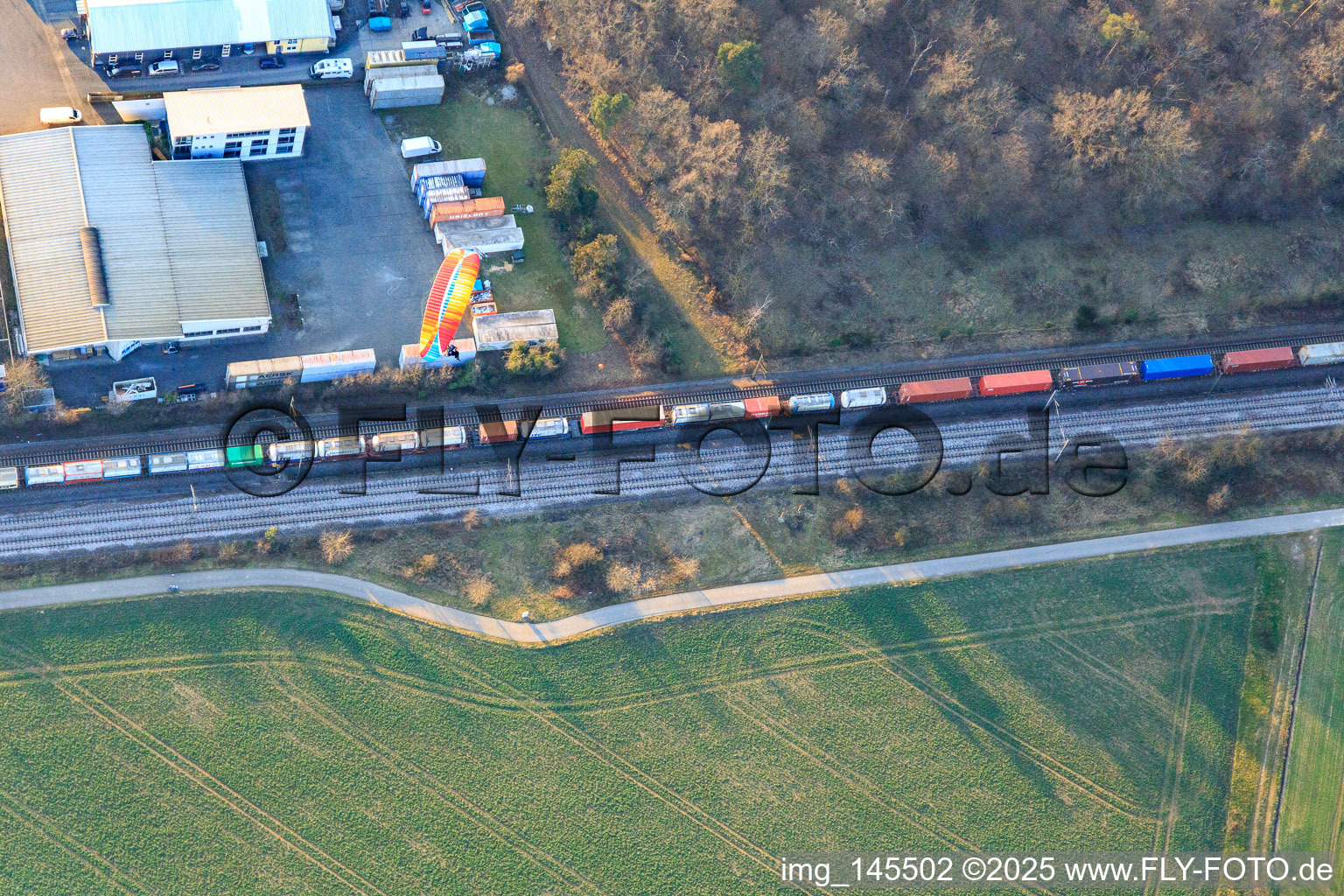 Freight train in the district Blankenloch in Stutensee in the state Baden-Wuerttemberg, Germany