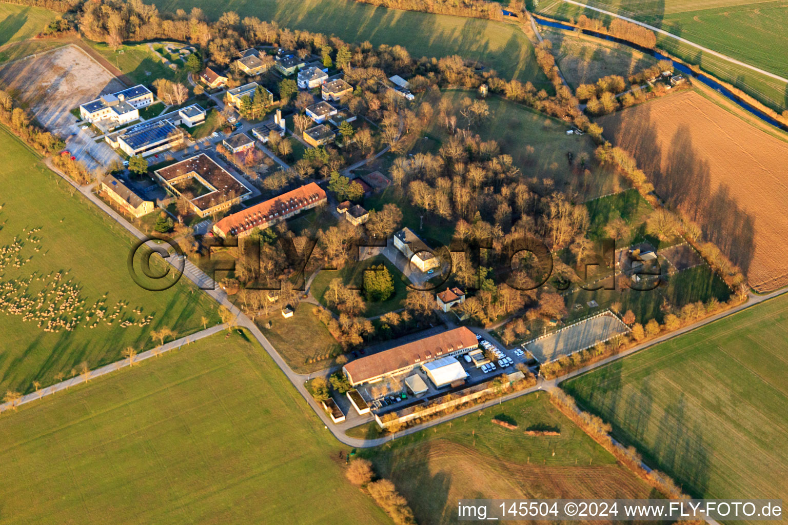 Aerial view of Castle Stutensee in the district Staffort in Stutensee in the state Baden-Wuerttemberg, Germany