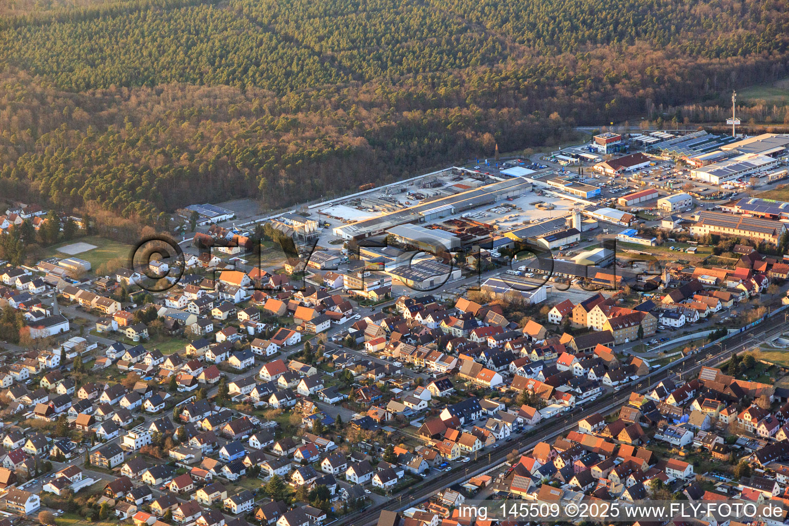 Aerial view of Jahnstr in the district Friedrichstal in Stutensee in the state Baden-Wuerttemberg, Germany