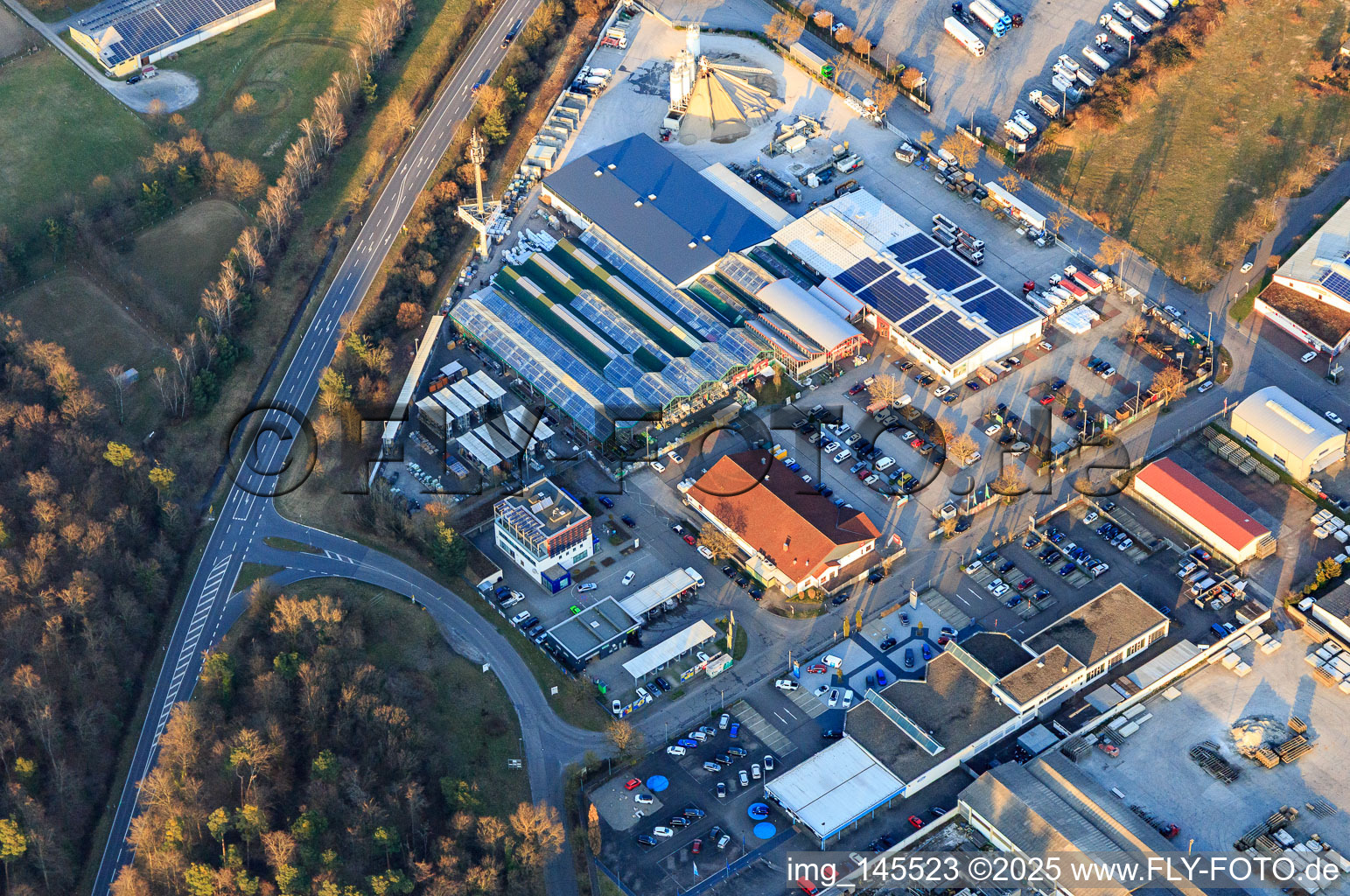Hornung Concrete & Gravel Warehouse and hagebaumarkt Stutensee in the district Friedrichstal in Stutensee in the state Baden-Wuerttemberg, Germany