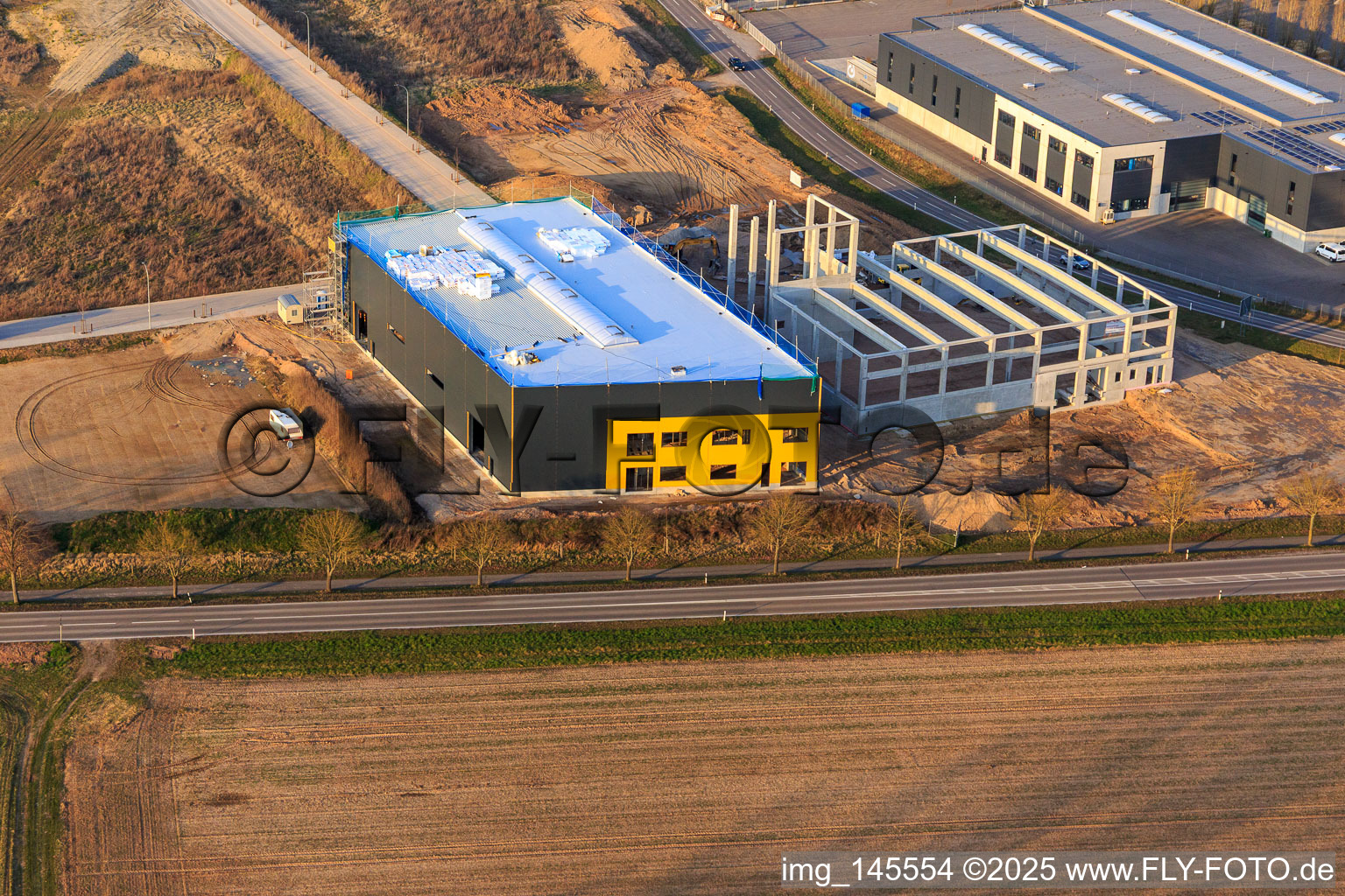 Construction site for EMUK GmbH machine tools in Offenbach an der Queich in the state Rhineland-Palatinate, Germany