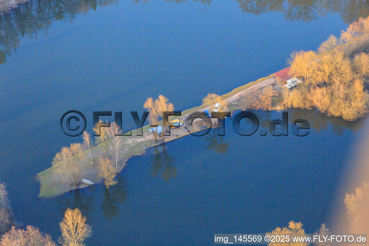 Aerial view of Bear Lake in Ottersheim bei Landau in the state Rhineland-Palatinate, Germany