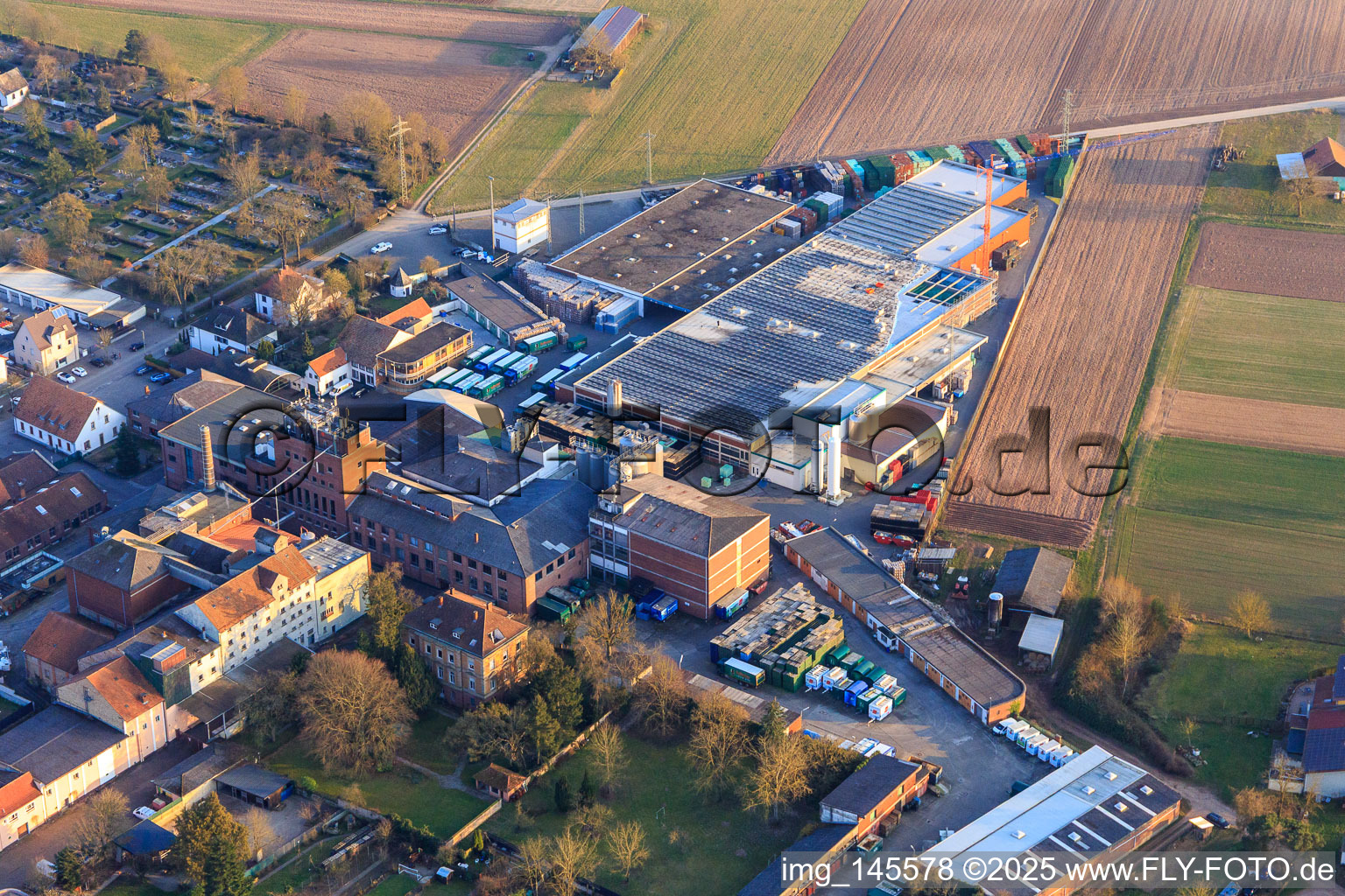 BELLHEIMER BREWERY - PARK & Bellheimer Breweries GmbH & Co. KG in Bellheim in the state Rhineland-Palatinate, Germany from the plane