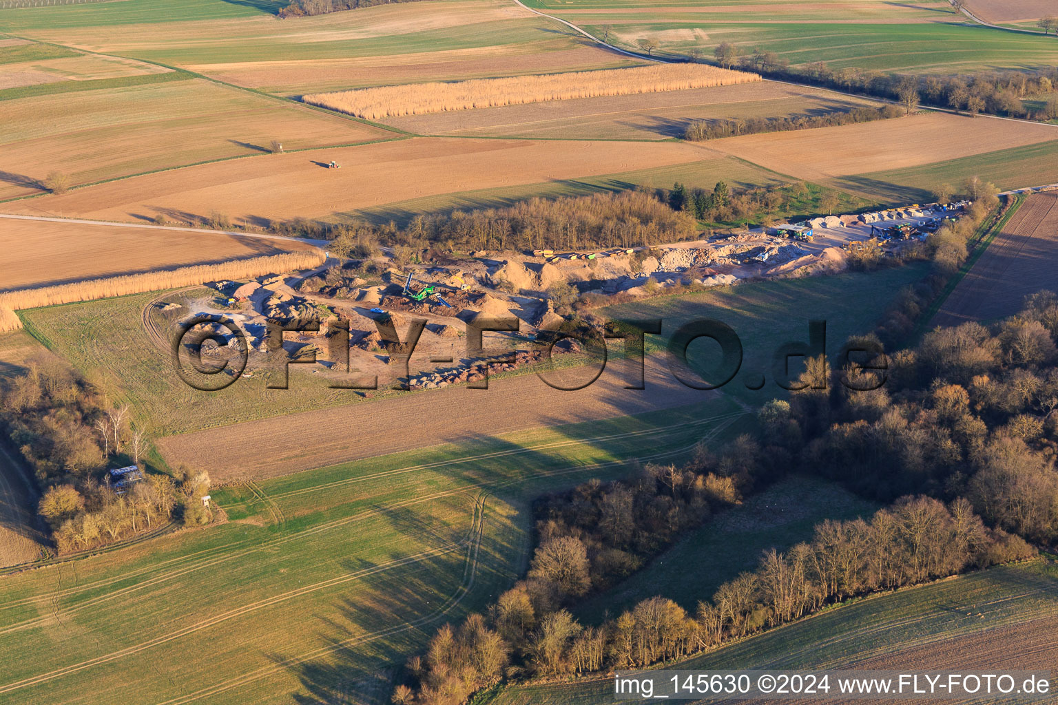 Aerial view of Ernst Semar GmbH Recycling Plant & Container Service in Oberotterbach in the state Rhineland-Palatinate, Germany