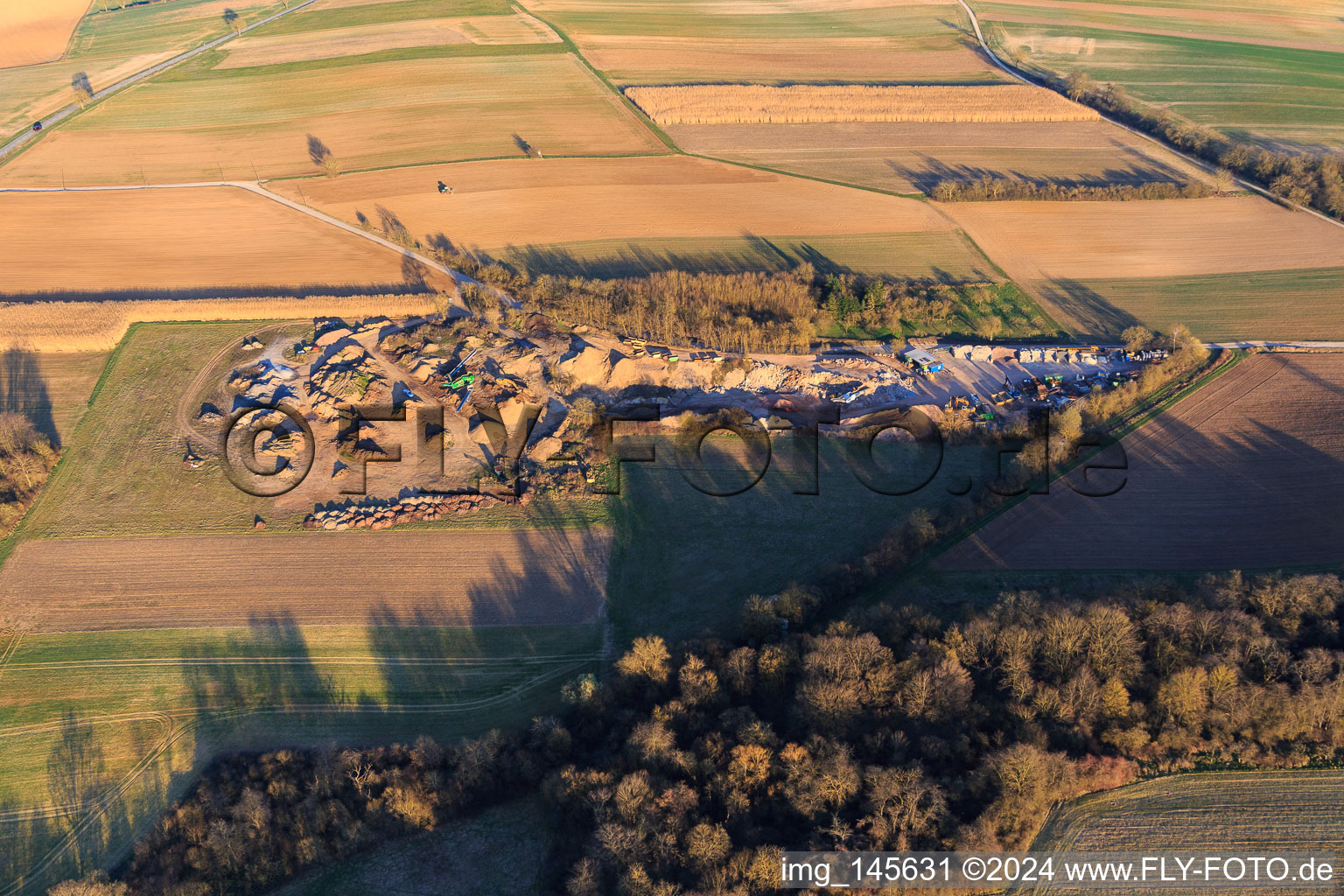 Aerial photograpy of Ernst Semar GmbH Recycling Plant & Container Service in Oberotterbach in the state Rhineland-Palatinate, Germany