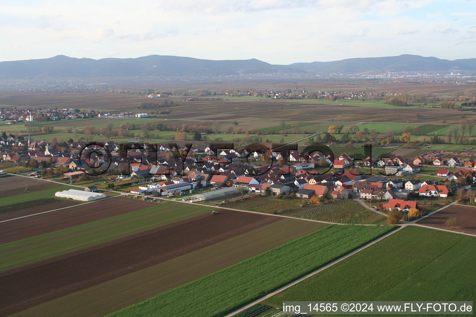 Village view in Böbingen in the state Rhineland-Palatinate, Germany from above