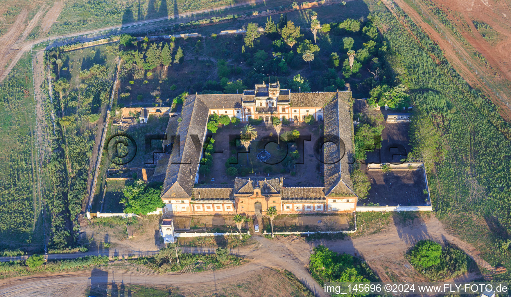 Aerial photograpy of Hacienda Lugar Nuevo in Dos Hermanas in the state Seville, Spain