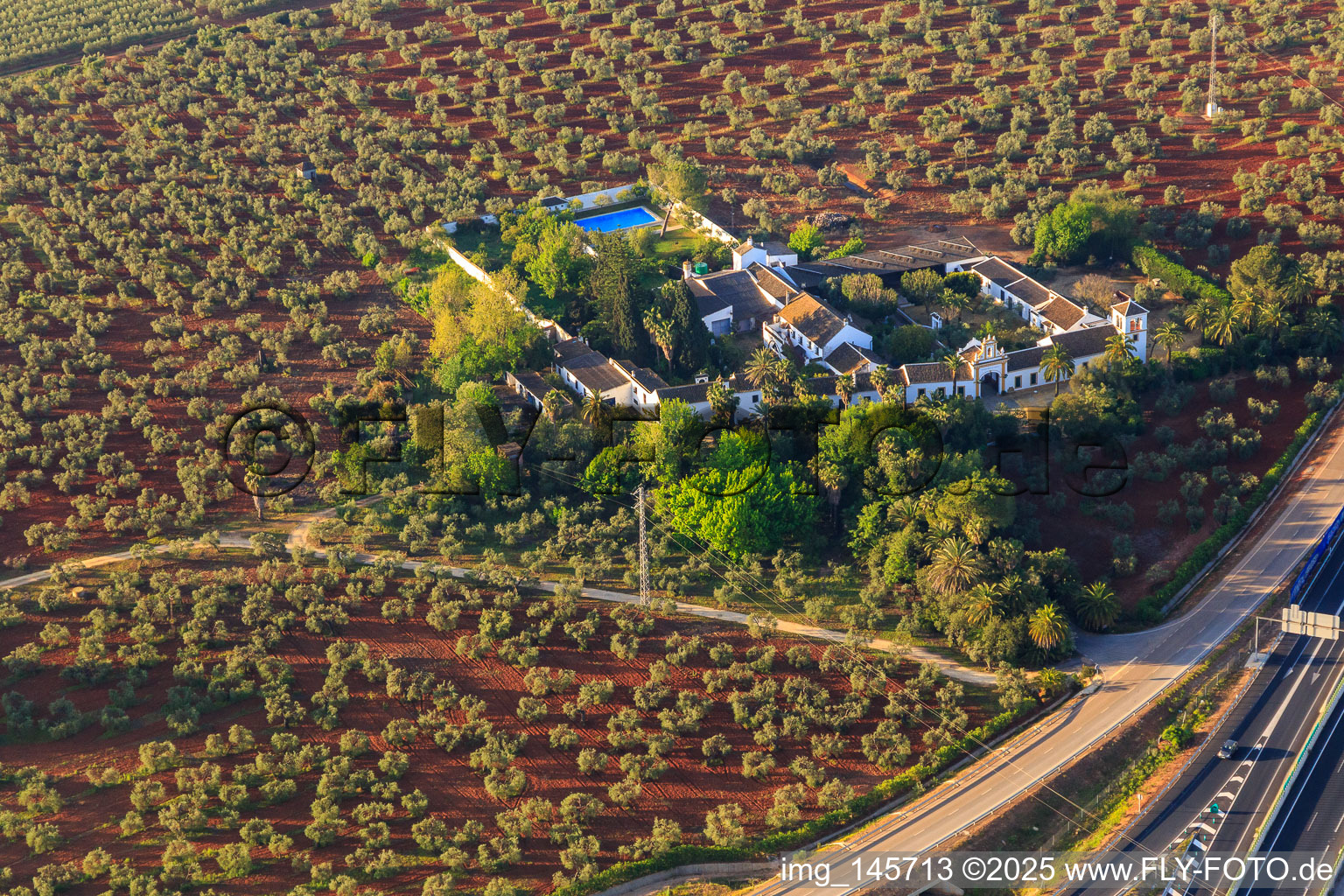 Hacienda nueva del Rosario between olive tree plantations in Dos Hermanas in the state Seville, Spain