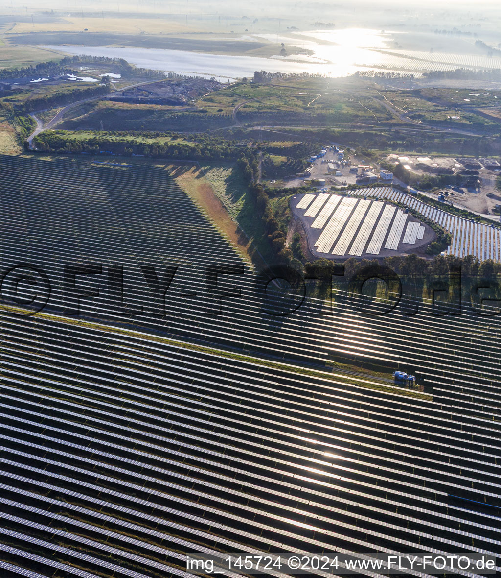 Aerial photograpy of Huge photovoltaic solar power plant PFV DON RODRIGO at the waste incineration plant in Alcalá de Guadaíra in the state Seville, Spain