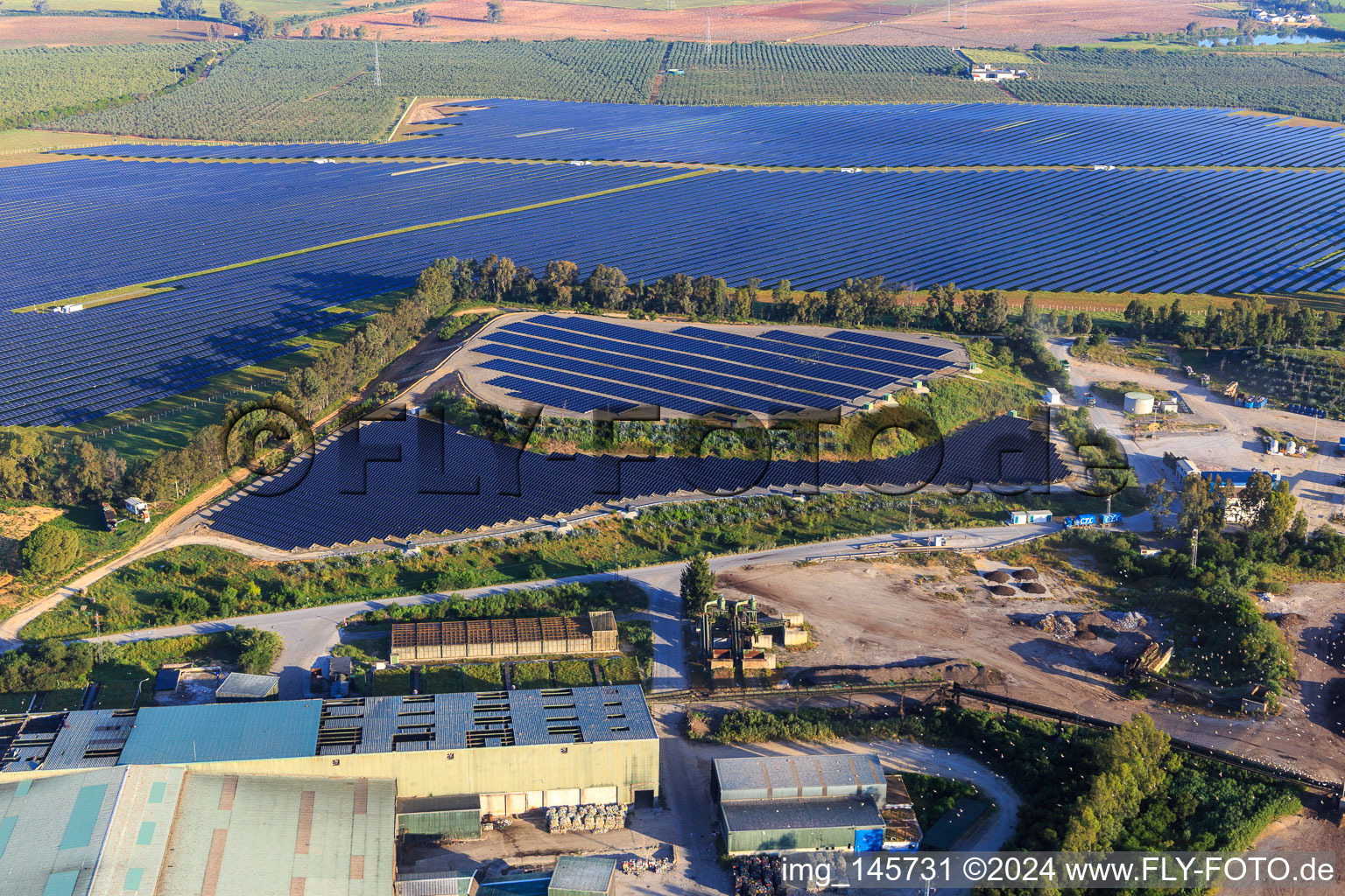 Huge photovoltaic solar power plant PFV DON RODRIGO at the CIT Montemarta landfill site in Alcalá de Guadaíra in the state Seville, Spain