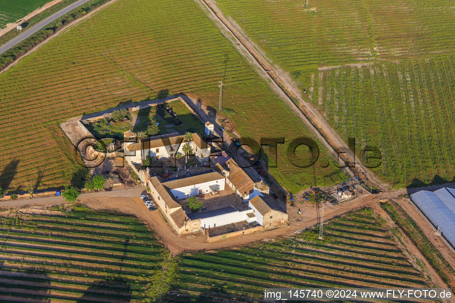 Hacienda El Cuzco between olive tree plantations in Los Palacios y Villafranca in the state Seville, Spain