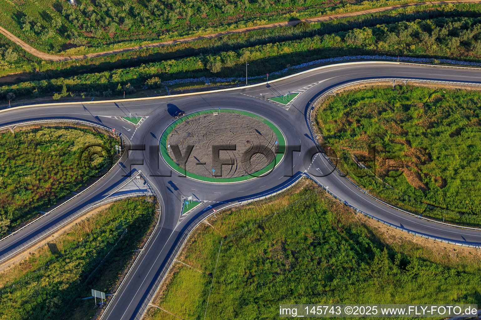 Roundabout at an exit of the A-4 Autovia del Sur in Dos Hermanas in the state Seville, Spain