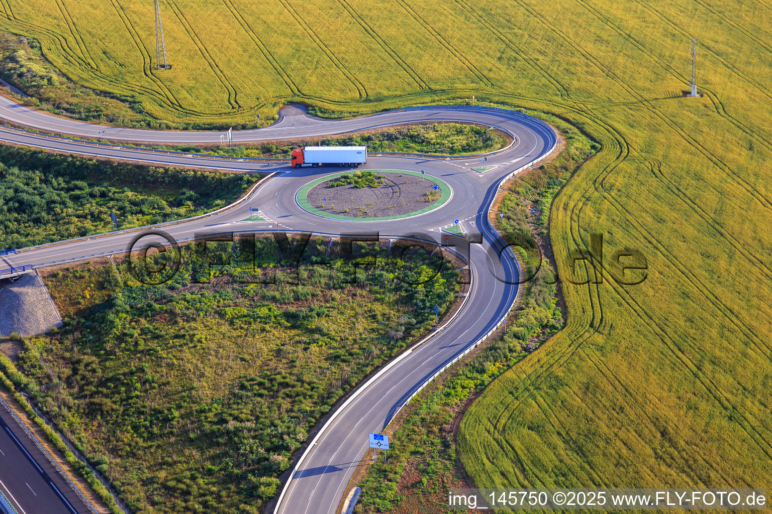 Roundabout to an exit of the A-4 Autovia del Sur in Dos Hermanas in the state Seville, Spain