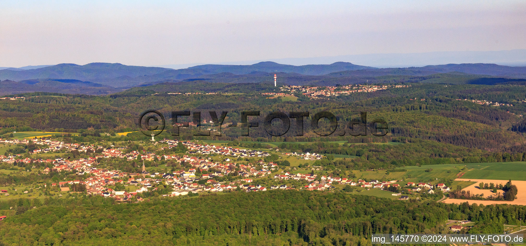 View of the Northern Vosges from the west in Montbronn in the state Moselle, France