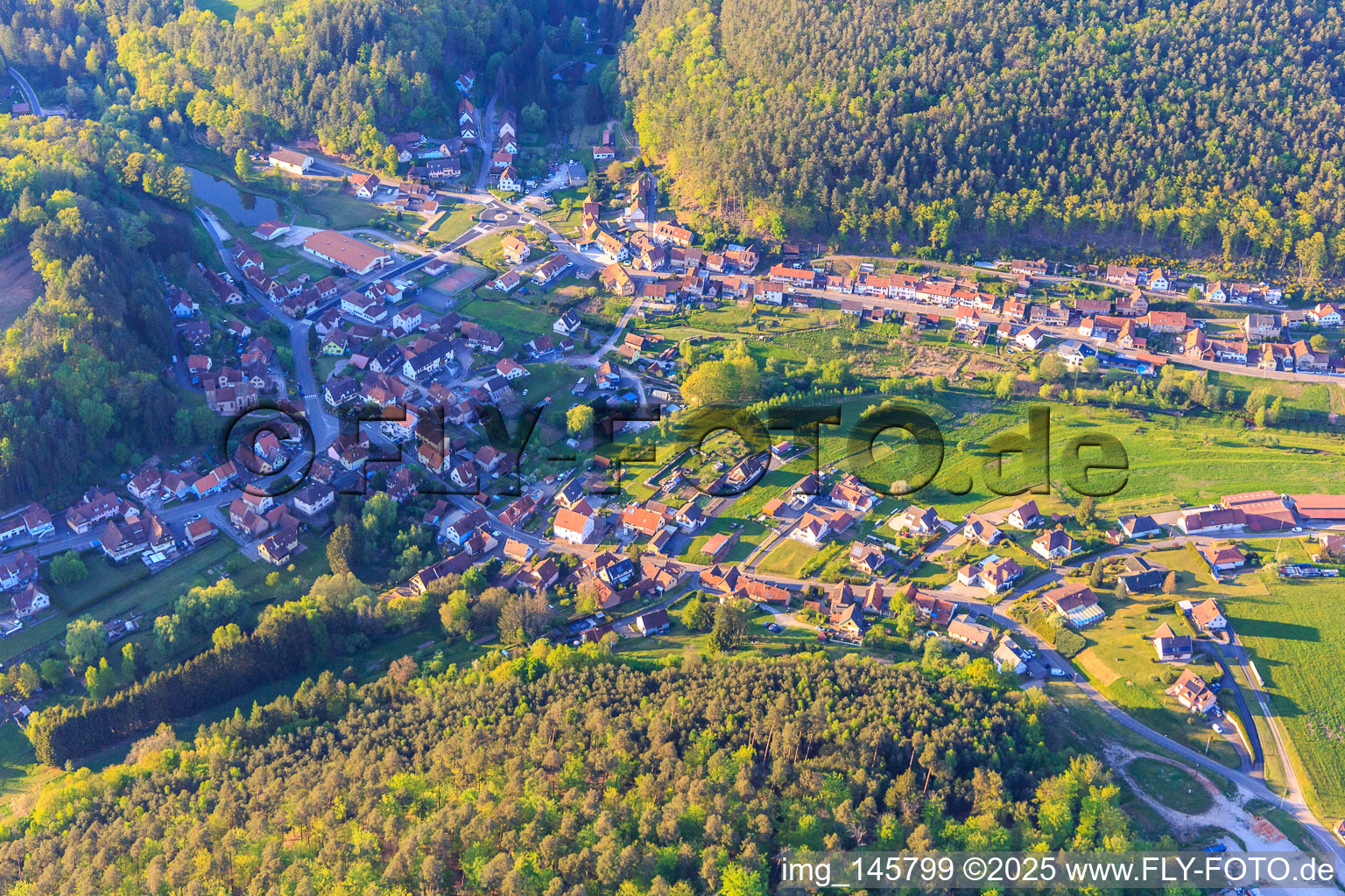 Village center in Reipertswiller in the state Bas-Rhin, France