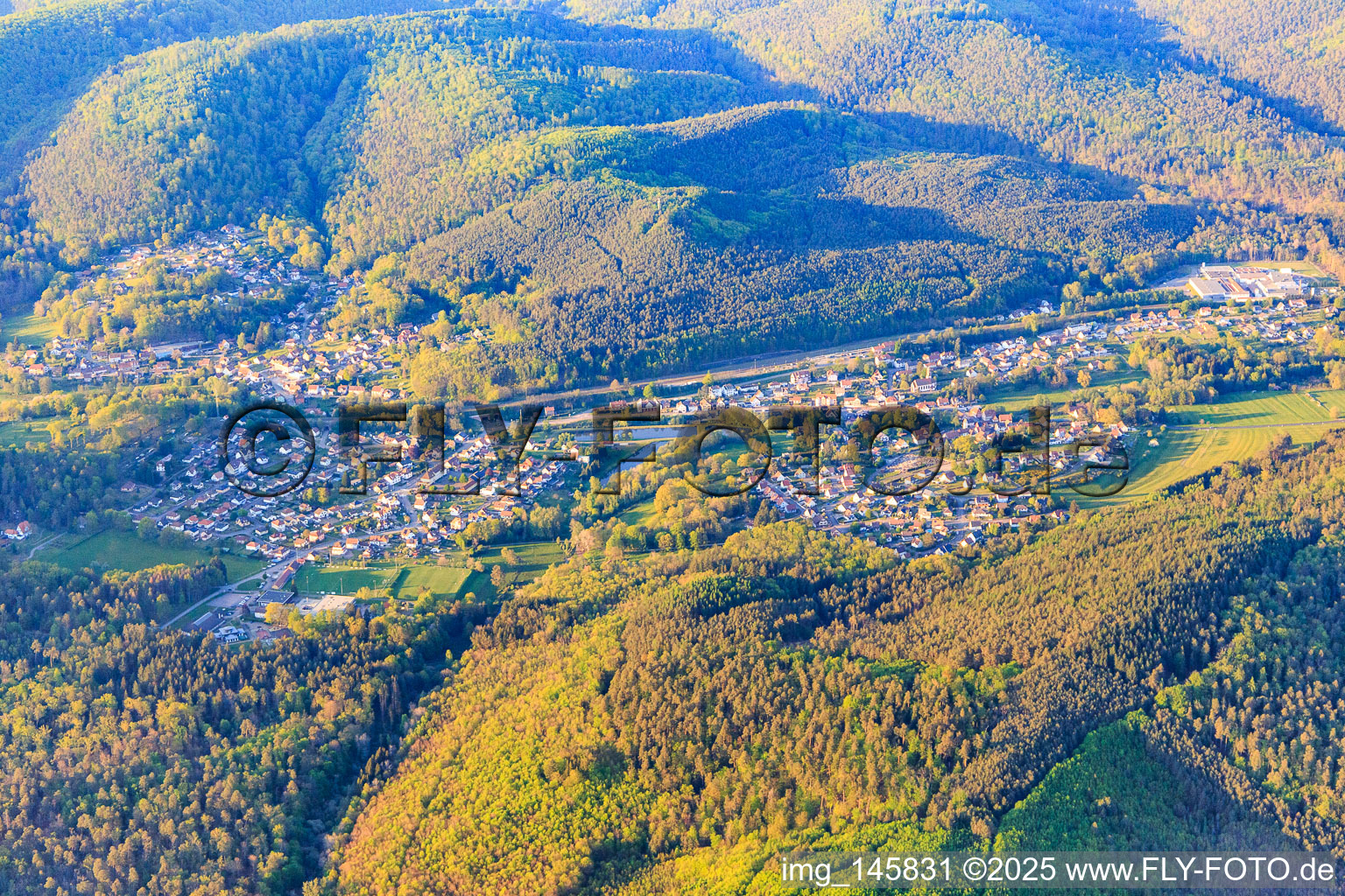 View of the Northern Vosges from the south in Wingen-sur-Moder in the state Bas-Rhin, France
