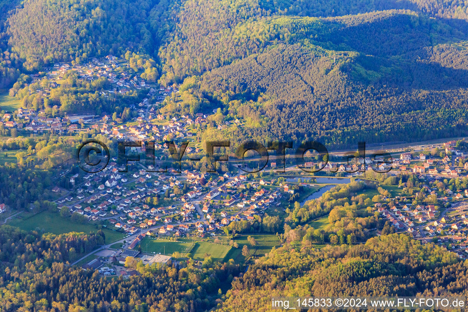 Aerial photograpy of View of the Northern Vosges from the south in Wingen-sur-Moder in the state Bas-Rhin, France