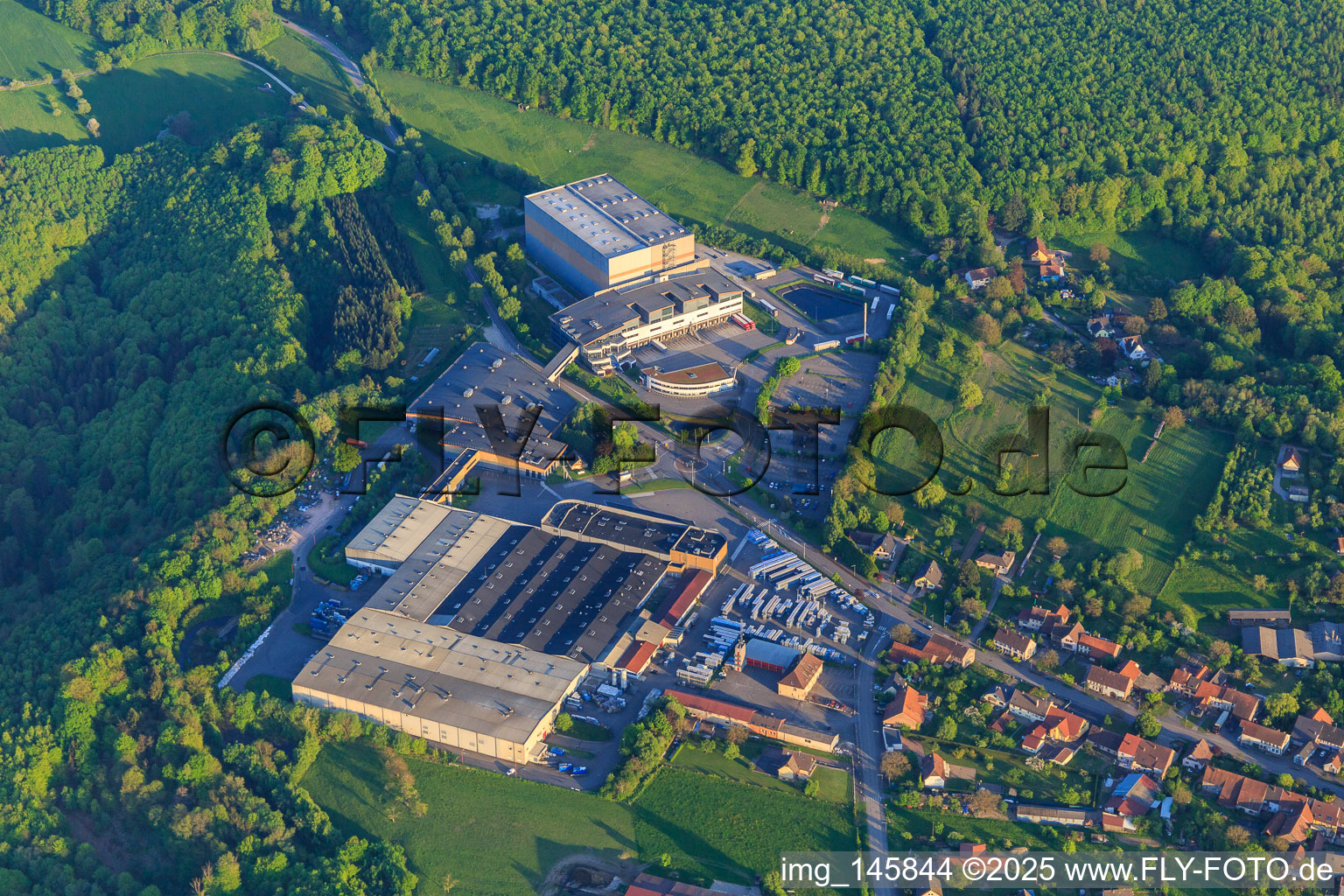 Aerial view of Winery Louis Eschenauer and les Grands Chais de in Petersbach in the state Bas-Rhin, France