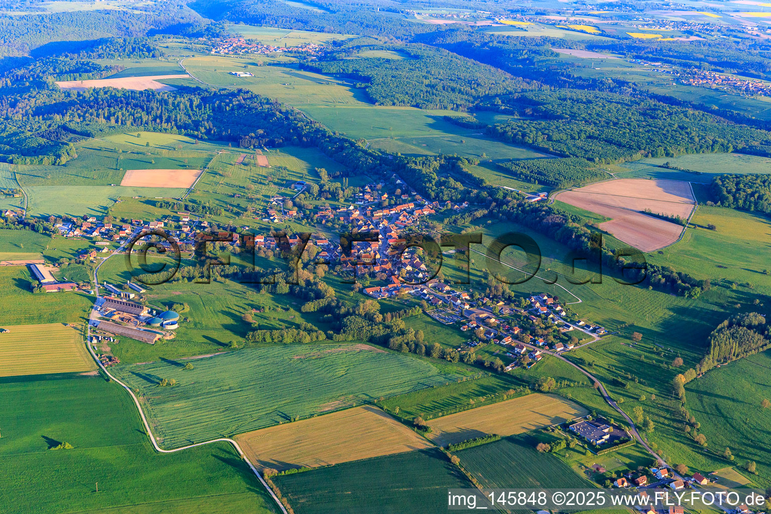 Village view from the northwest in Lohr in the state Bas-Rhin, France