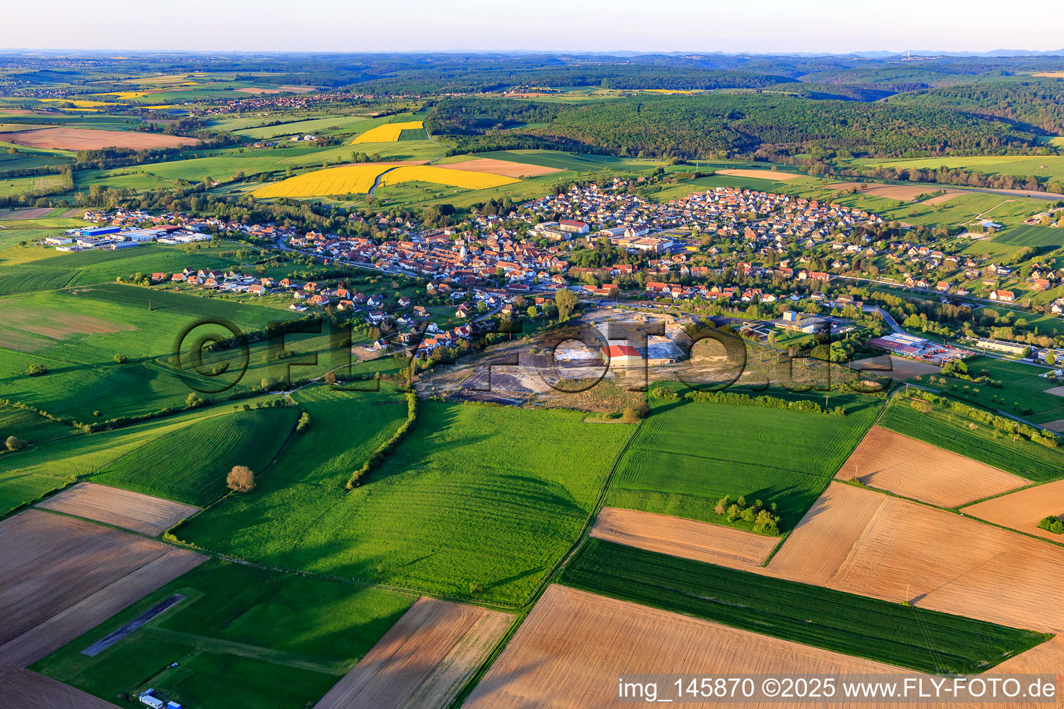 View of the town from the southwest in Diemeringen in the state Bas-Rhin, France