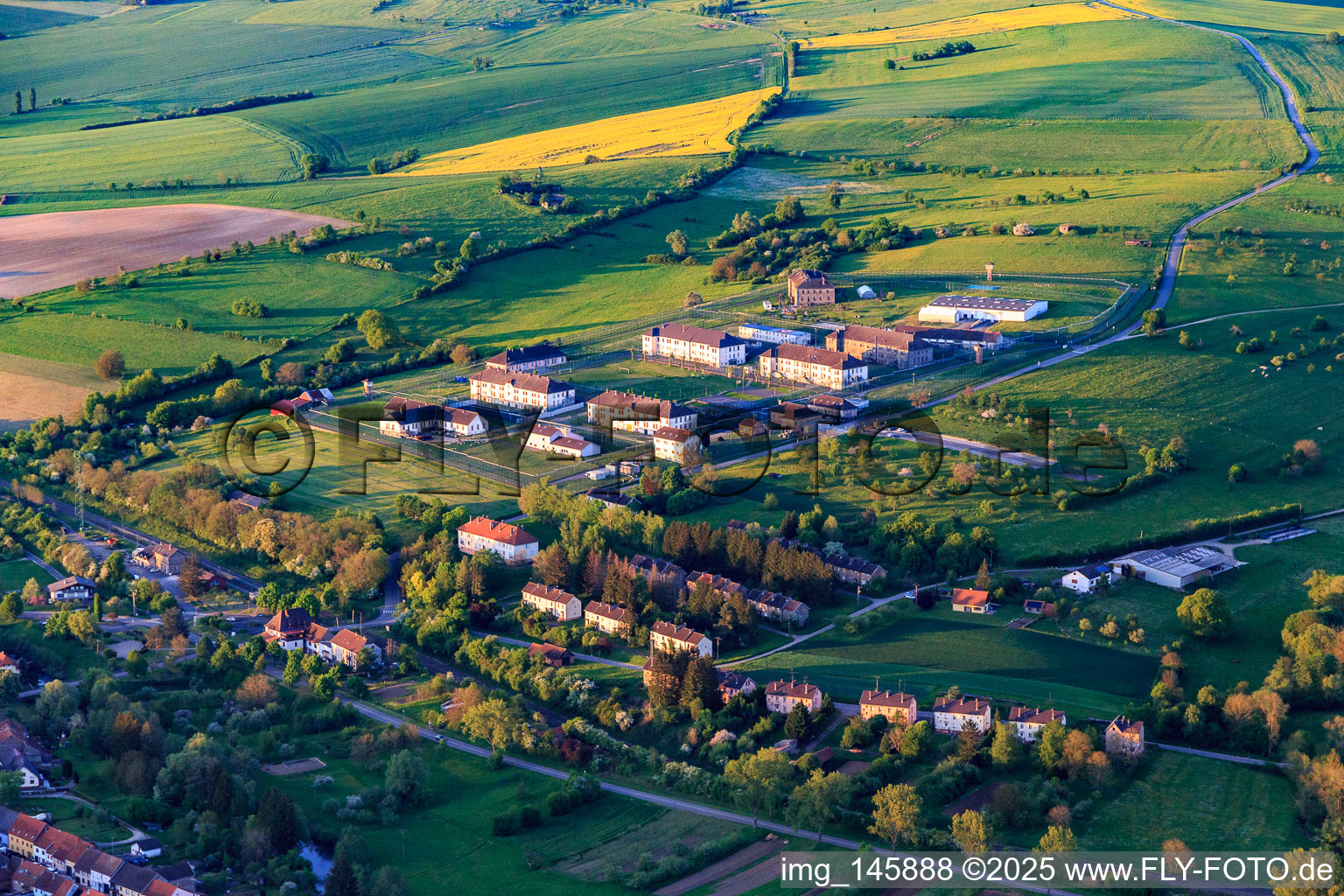 View of the town below the prison Centre de Détention in Oermingen in the state Bas-Rhin, France