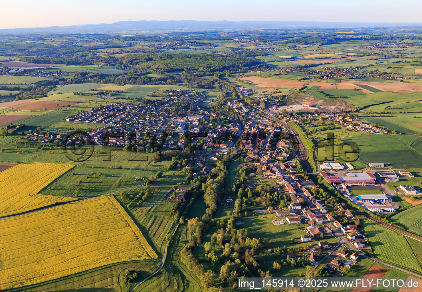 Morning overview from the north in Diemeringen in the state Bas-Rhin, France