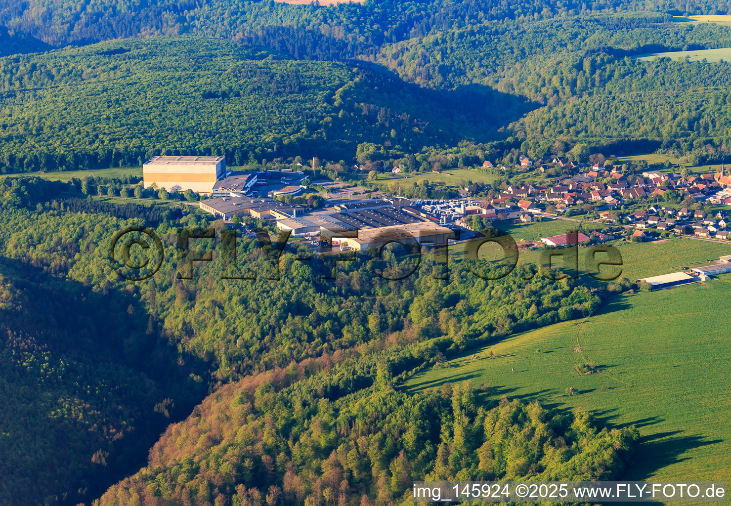 Aerial photograpy of Winery Louis Eschenauer and les Grands Chais de in Petersbach in the state Bas-Rhin, France