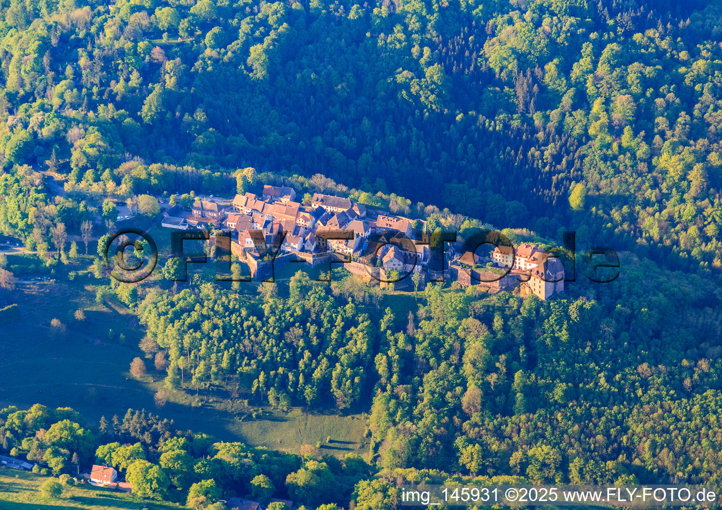 Lützelstein Castle / Château de La Petite-Pierre in the morning from the north in La Petite-Pierre in the state Bas-Rhin, France