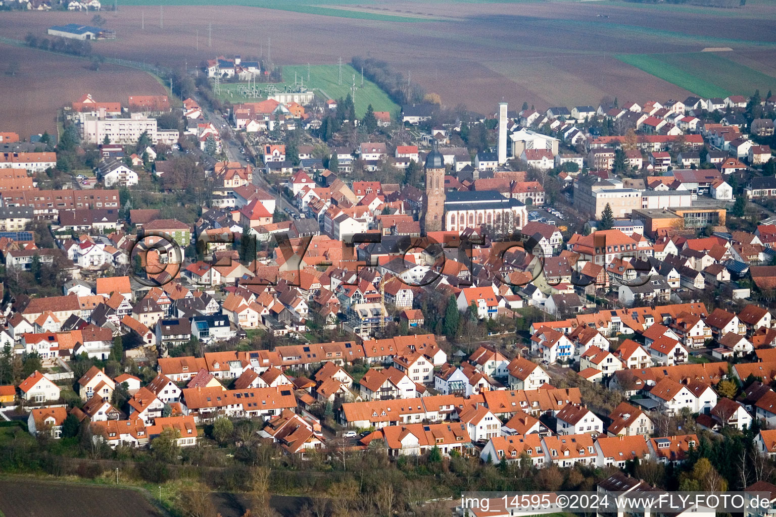 Kandel in the state Rhineland-Palatinate, Germany seen from above