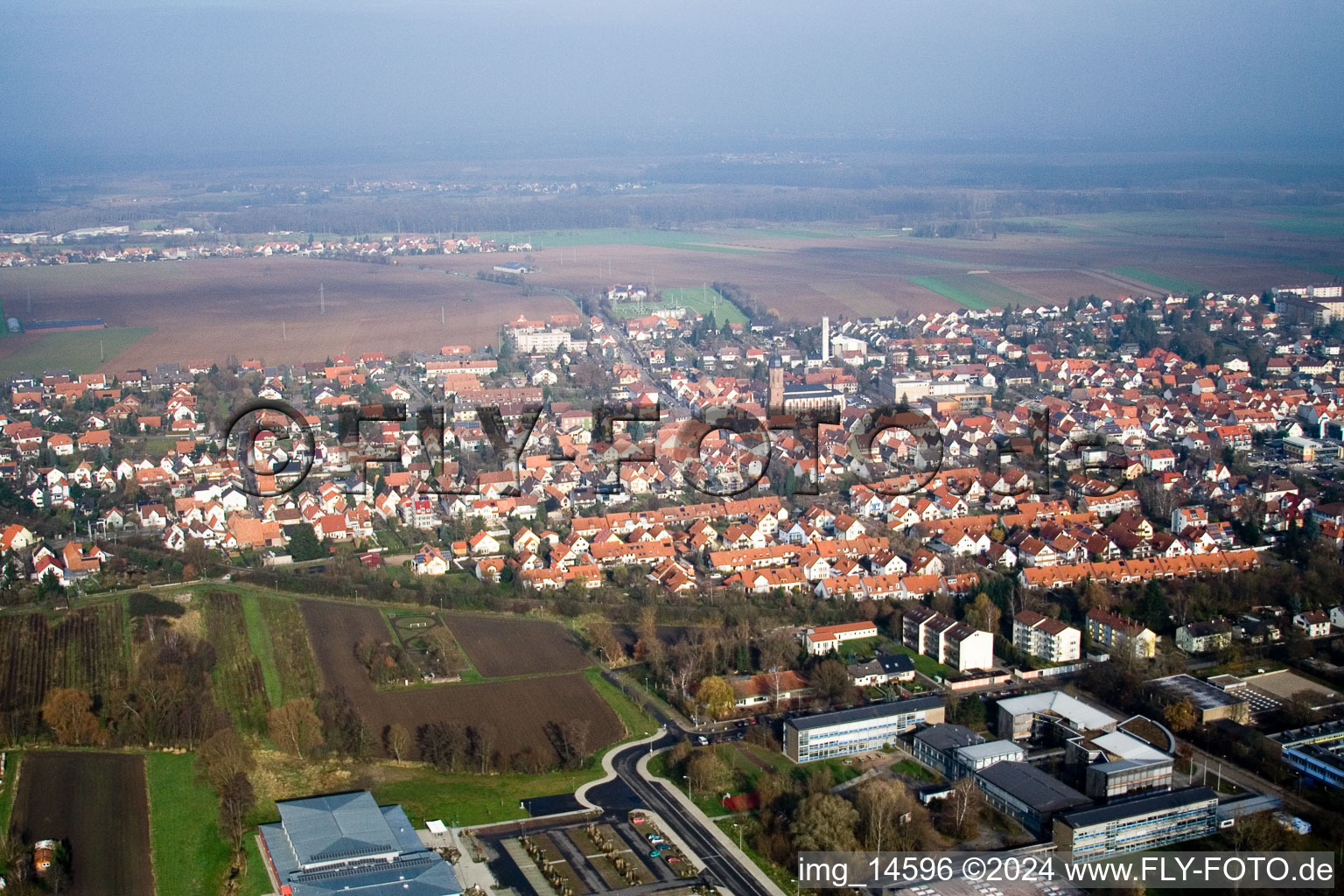 Kandel in the state Rhineland-Palatinate, Germany from the plane