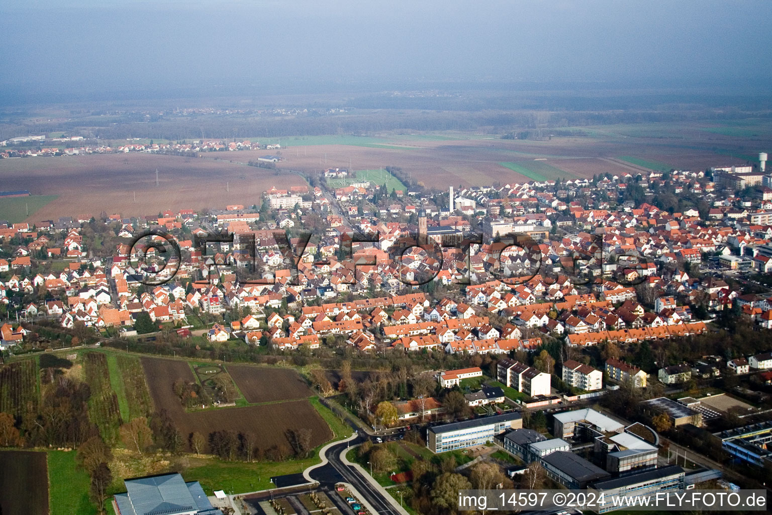 Bird's eye view of Kandel in the state Rhineland-Palatinate, Germany