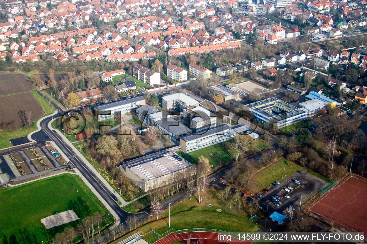 IGS in Kandel in the state Rhineland-Palatinate, Germany from above