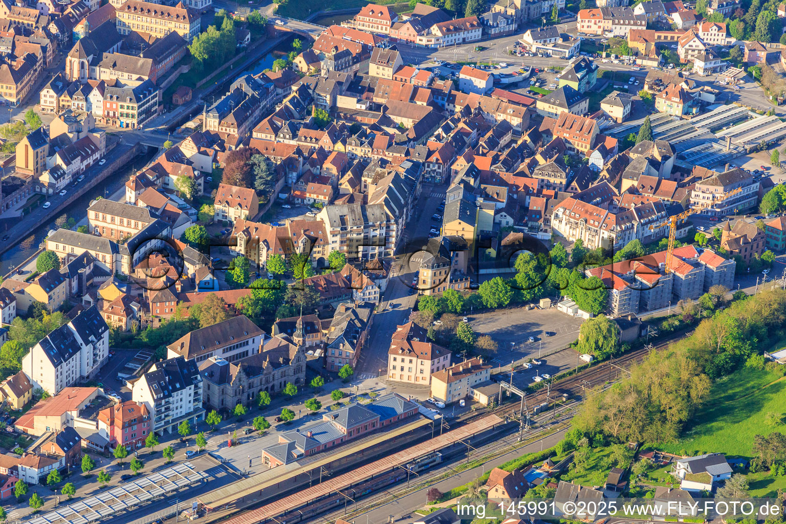 Train station, Quai de la Zorn in Saverne in the state Bas-Rhin, France