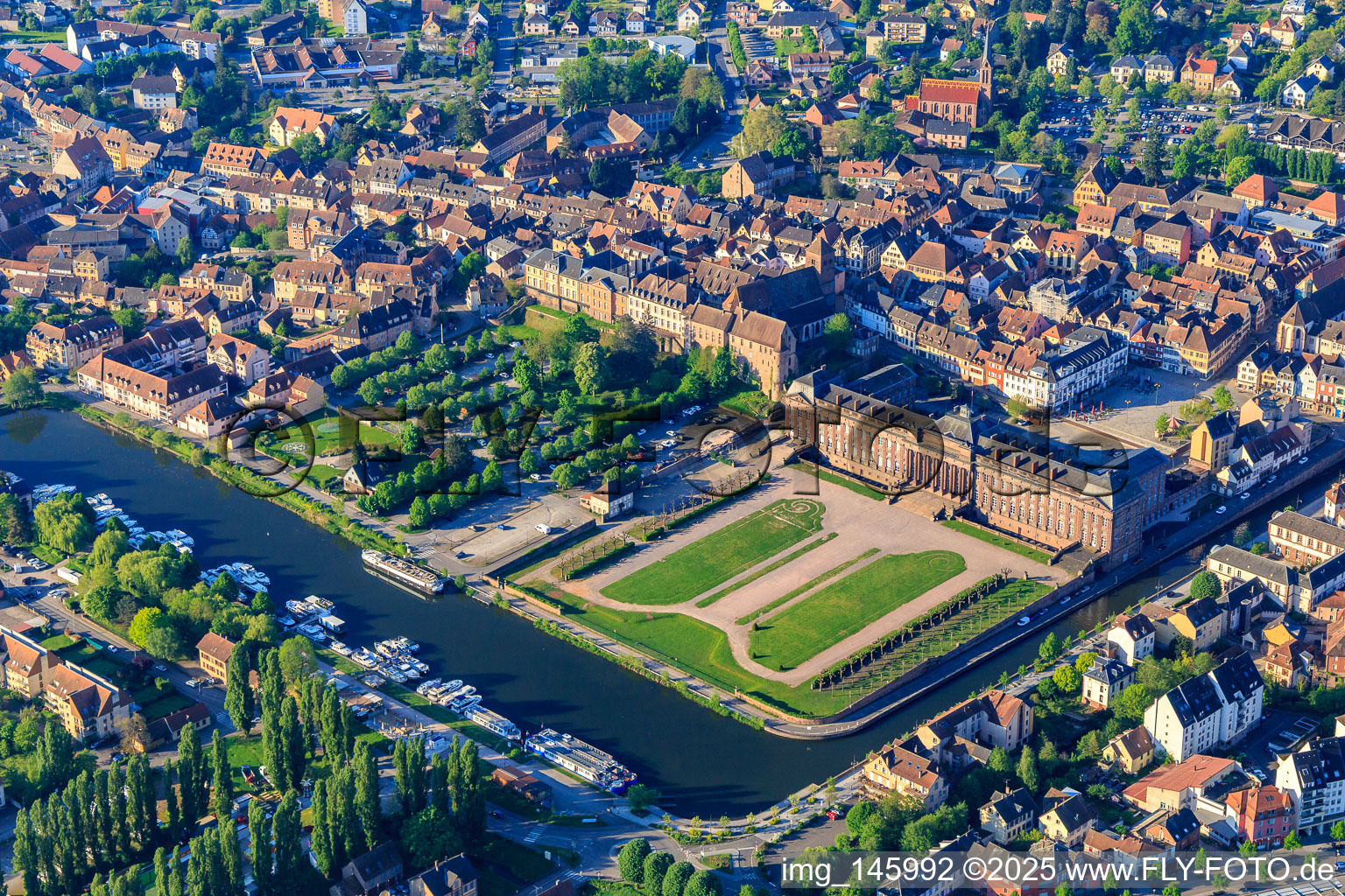 Castle and park Château des Rohan at the port Port de Saverne from the north in Saverne in the state Bas-Rhin, France