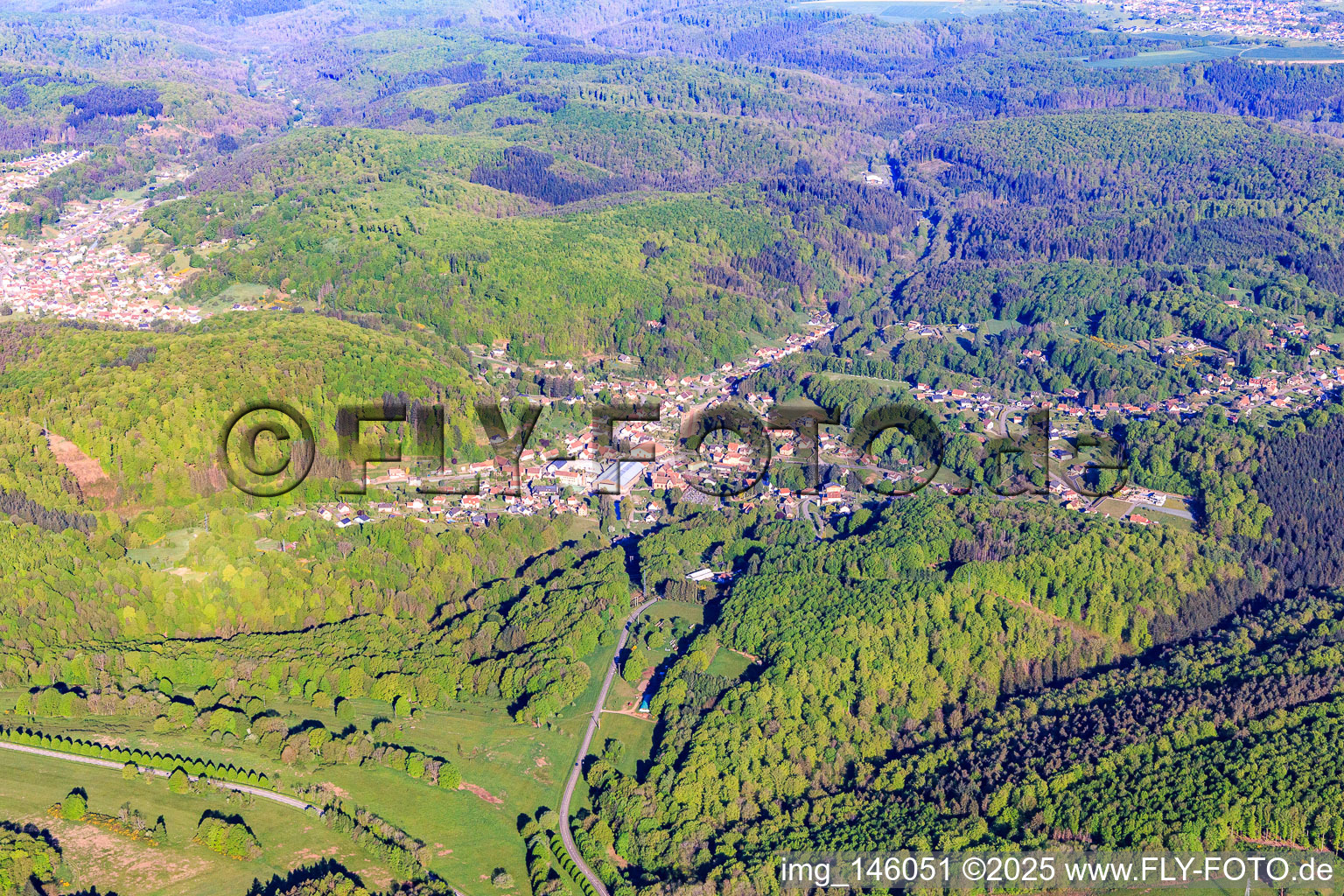 Overview of the Northern Vosges in the morning from the southeast in Meisenthal in the state Moselle, France
