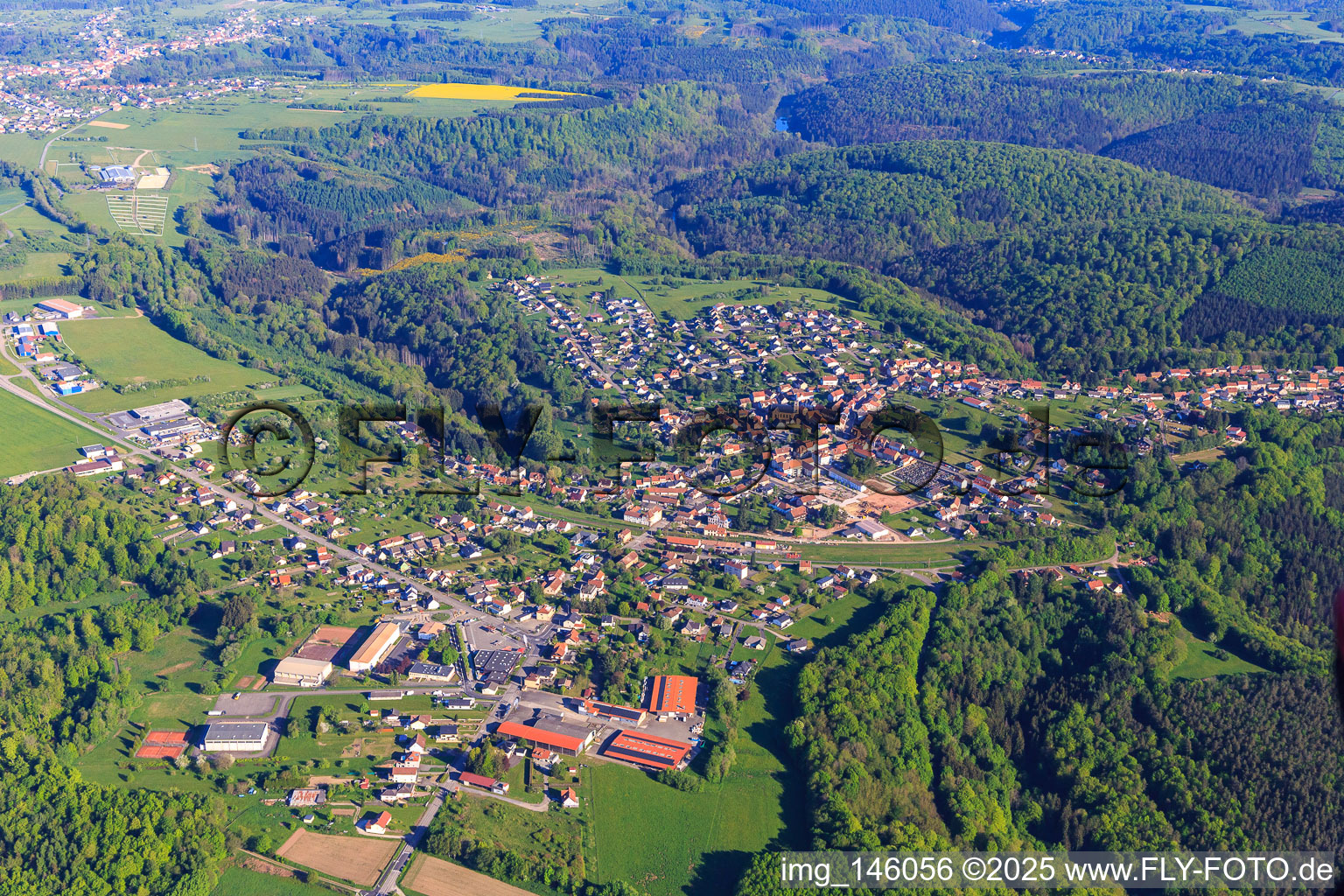Overview of the Northern Vosges in the morning from the southeast in Lemberg in the state Moselle, France