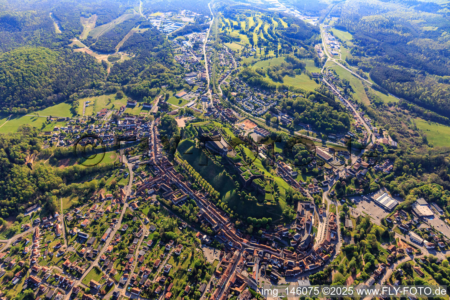 View of the citadel of Bitsch from the west in Bitsch in the state Moselle, France