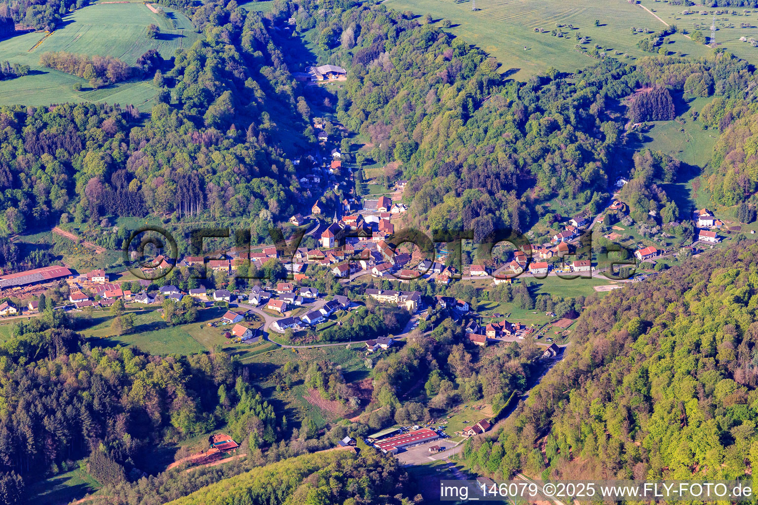 Village view from the northeast in Siersthal in the state Moselle, France
