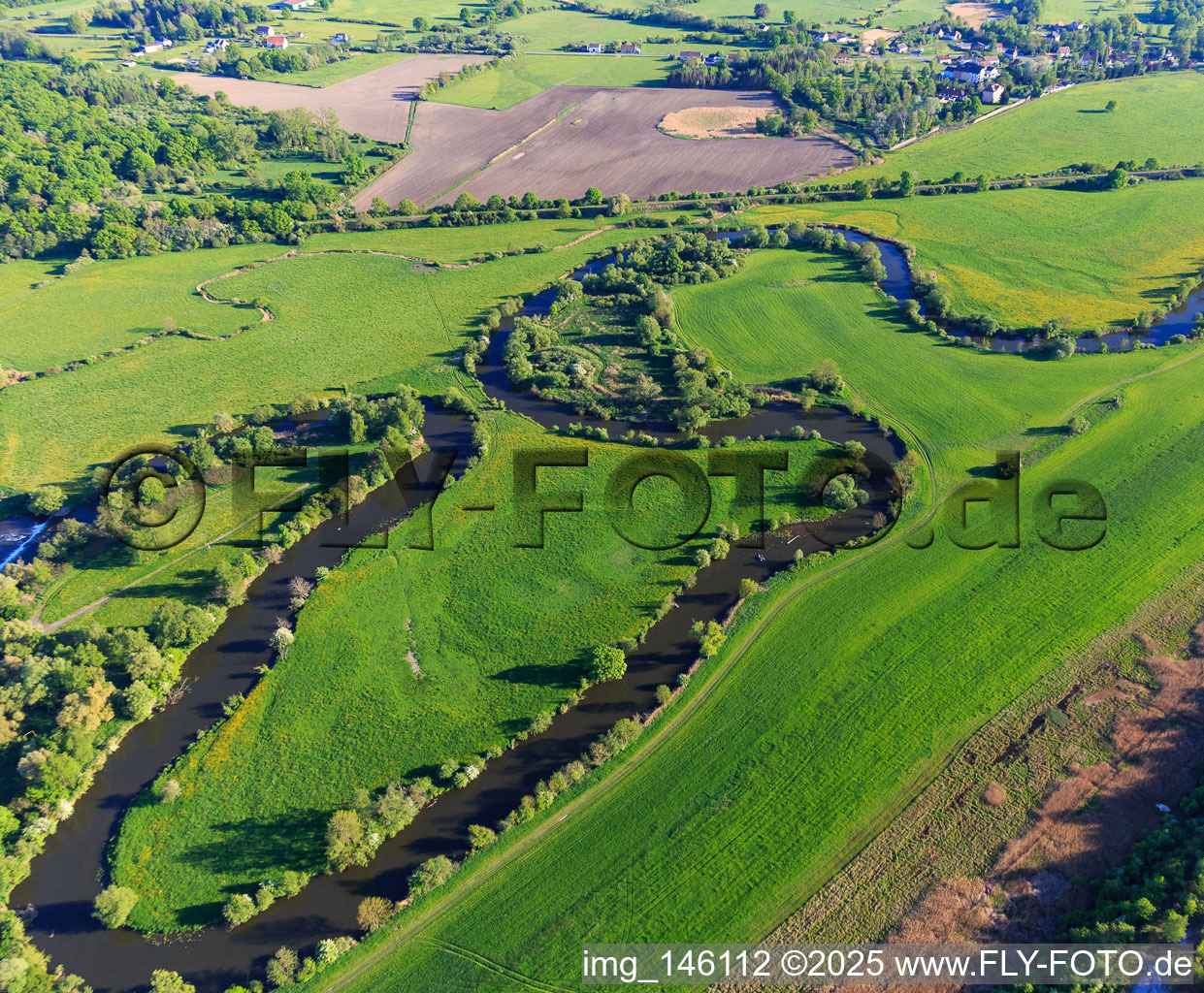 Meandering course of the Saar in Willerwald in the state Moselle, France