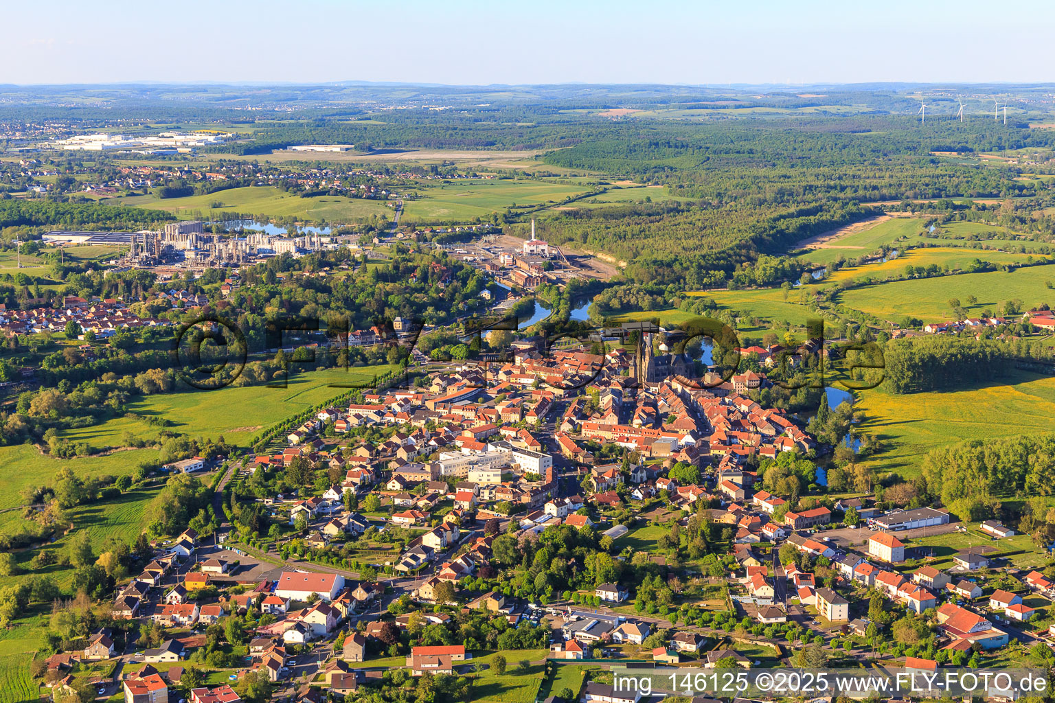 View of the town from the south in Sarralbe in the state Moselle, France