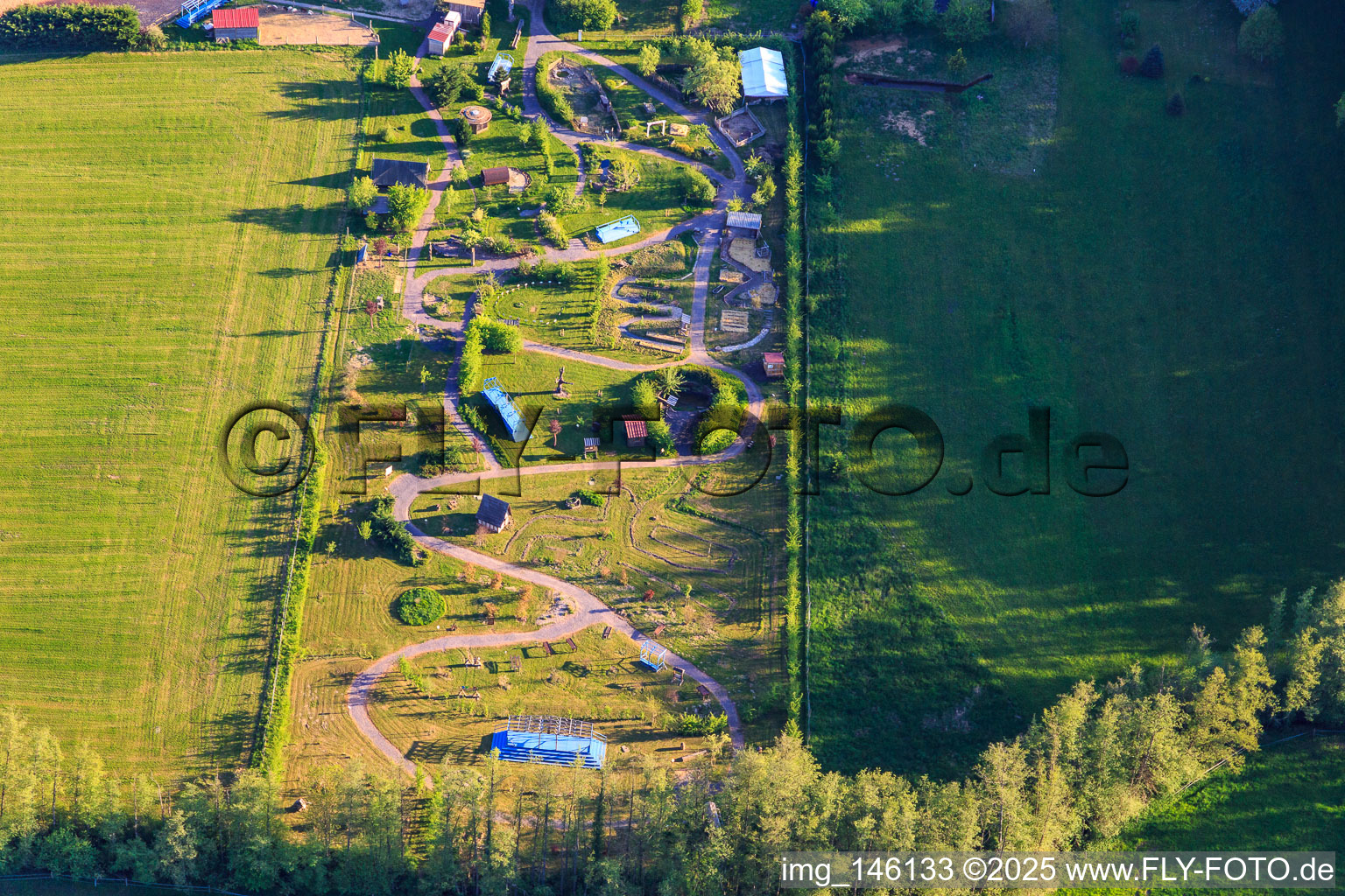 Aerial view of Horse Nature Park in Altwiller in the state Bas-Rhin, France